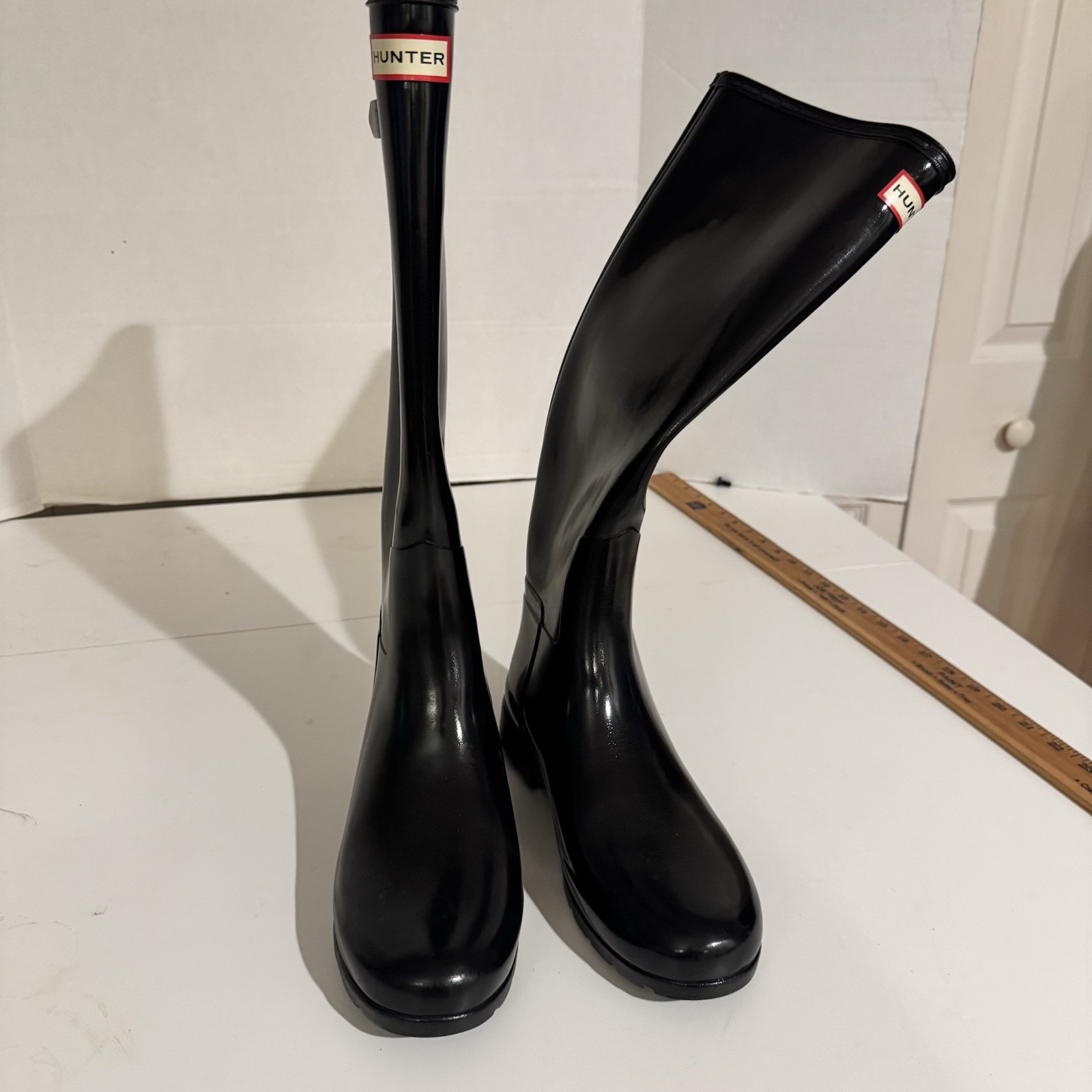 Hunter Original Tall Gloss Adjustable Women’s Rain Boots – Black, 8/39