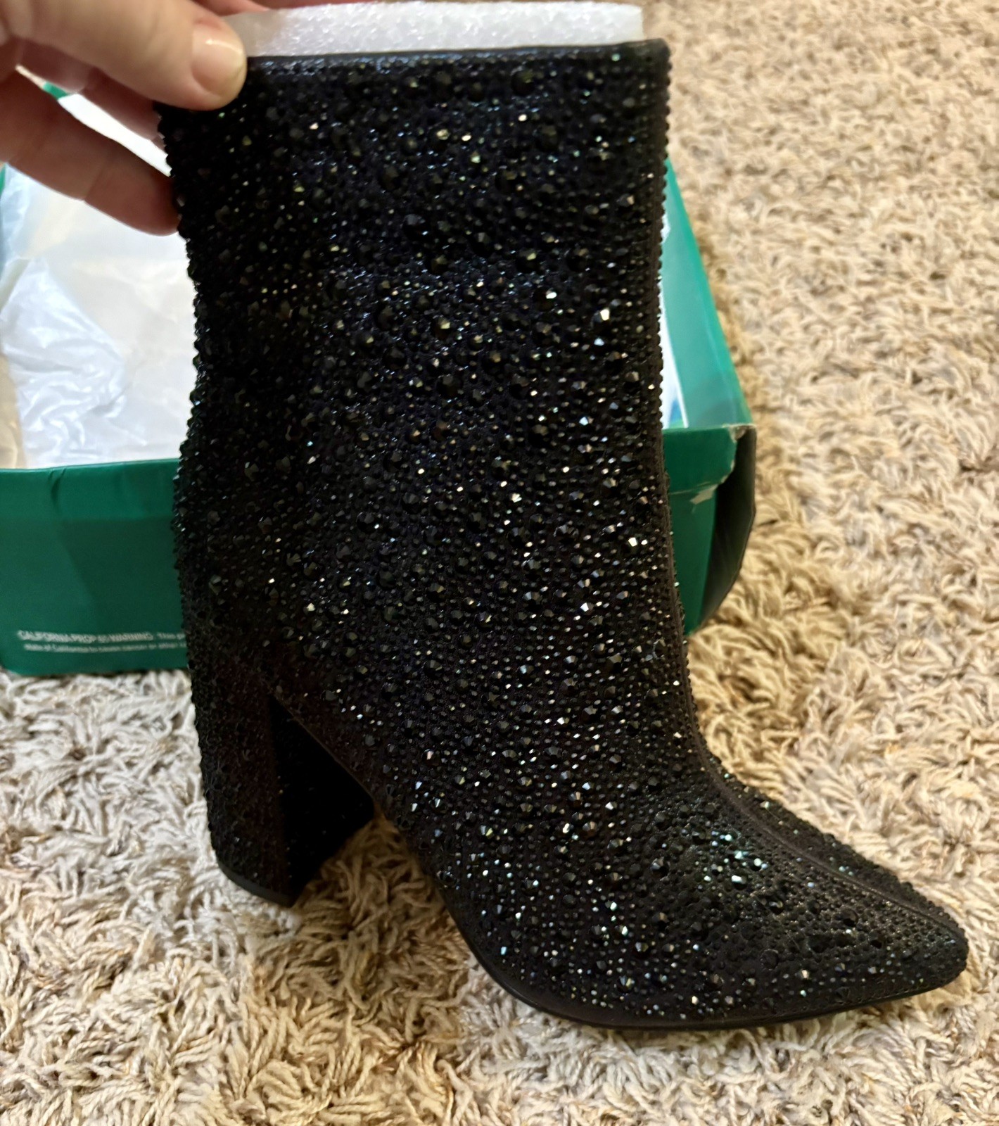 Lauren Lorraine Black “Jam” Rhinestone Ankle Bootie NIB Size 6 *Holiday Bling*