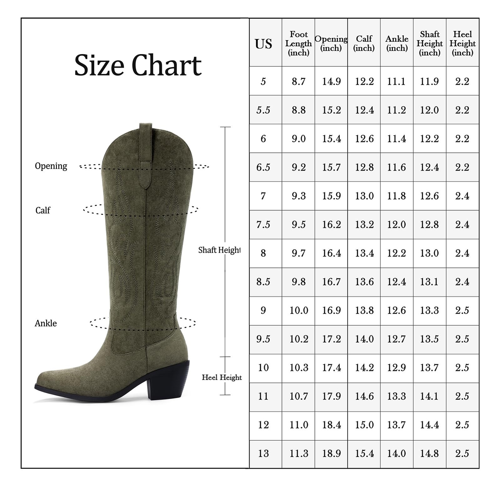 Western Cowboy Boots for – Knee High Wide Calf Cowgirl Boots, Slip On Pointed…