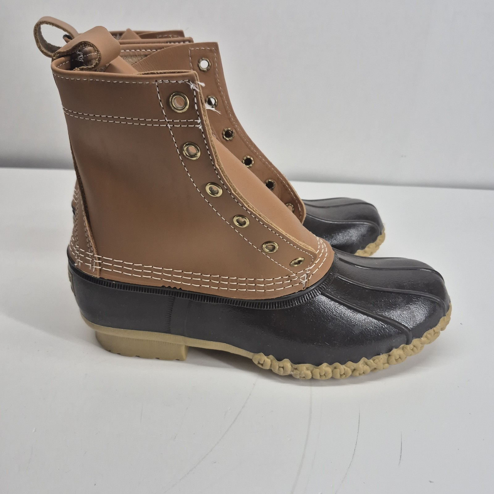 Vintage LL Bean Duck Boots Brown Leather & Rubber Women’s Sz 8M USA