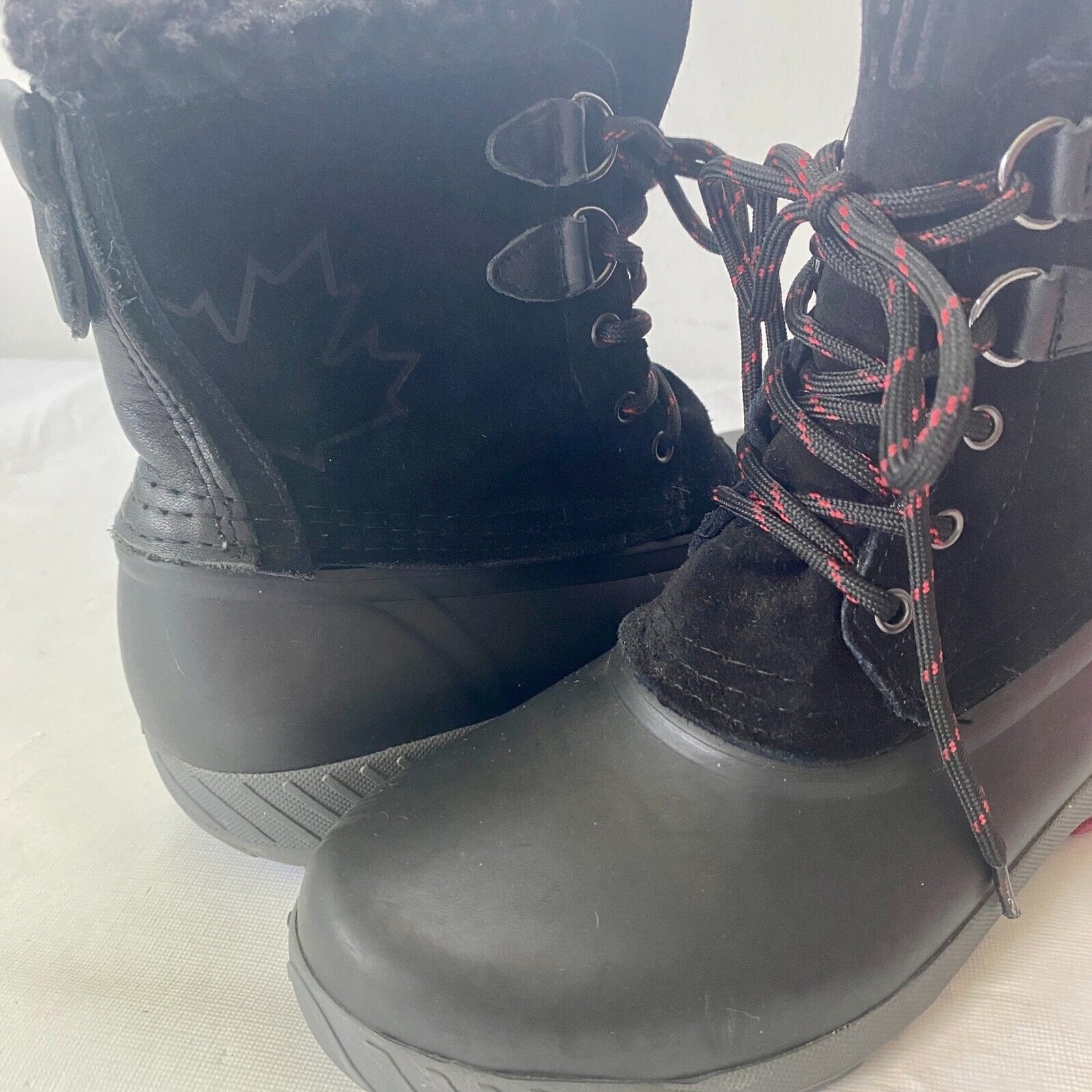Cougar Originals Maple Sugar Leather Rubber Boots in Black Womens 6 NEW