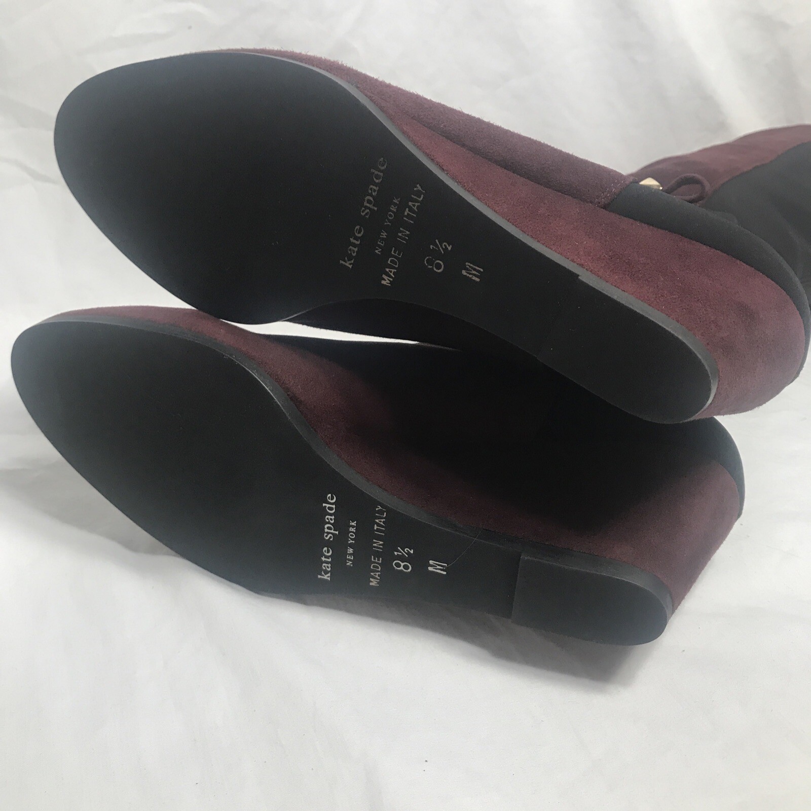 Kate Spade Suede Boots Black/Maroon 8 1/2 M Knee High With Bag
