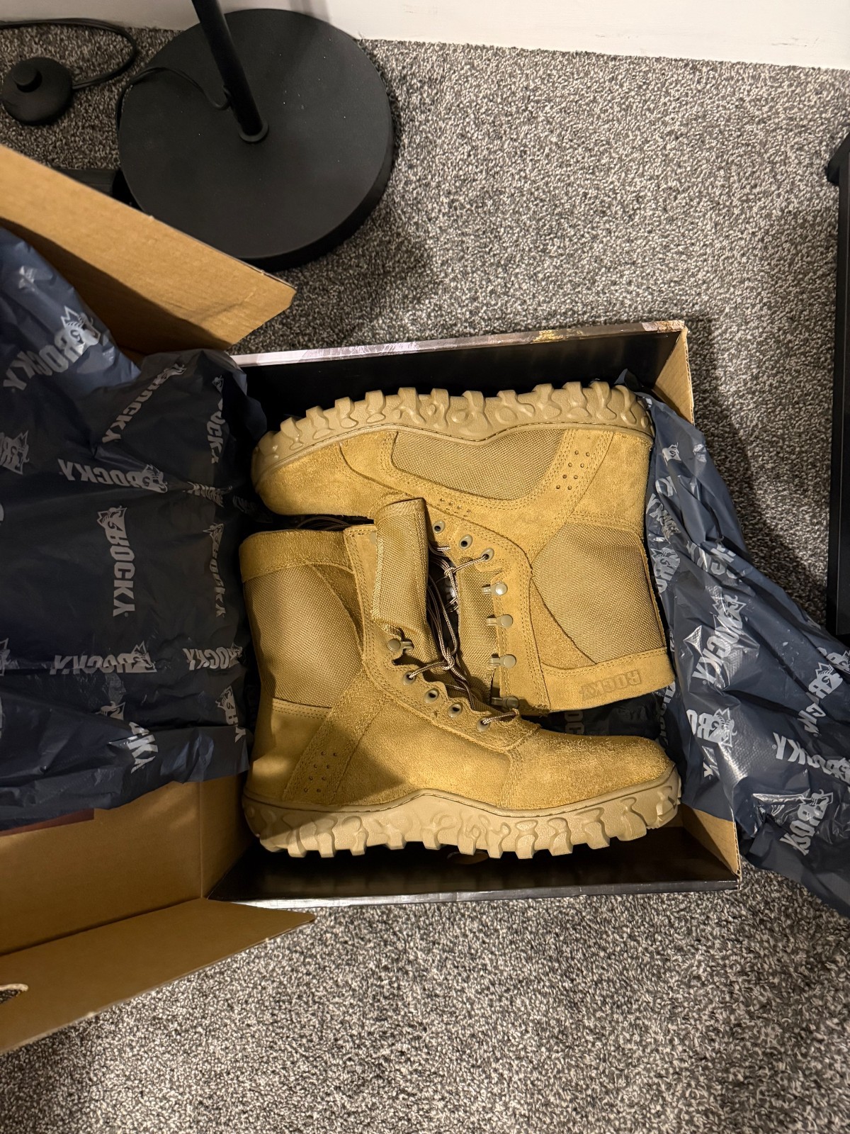 Rocky Steel Toe Coyote Boots, M 11.5 Wide