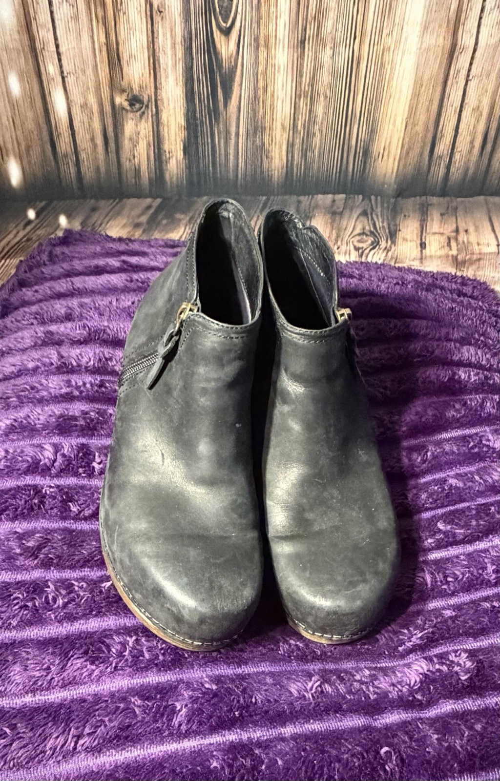 Dansko Perry Ankle Boots Womens EU 39 Black Leather Block Heel Booties 8.5-9