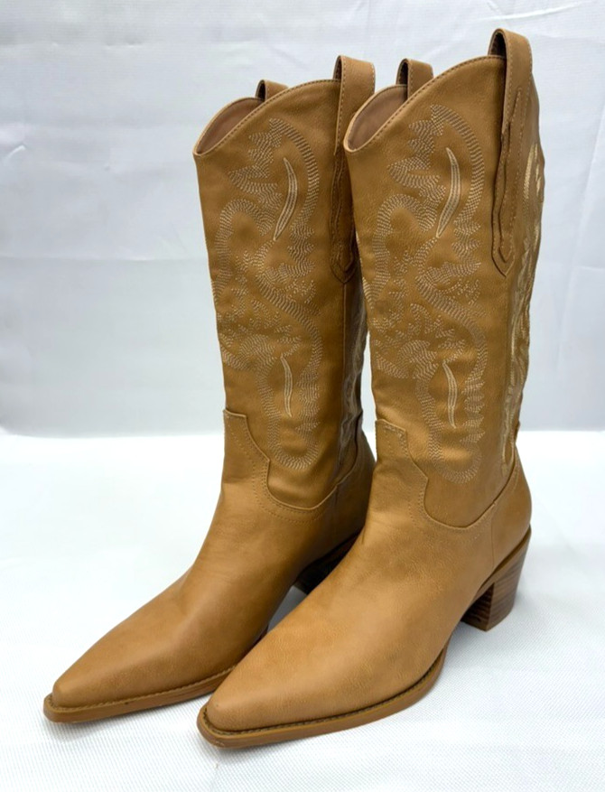 BILLINI Danilo Vegan Leather Brown Embroidered Western Cowgirl Boots Women’s 10