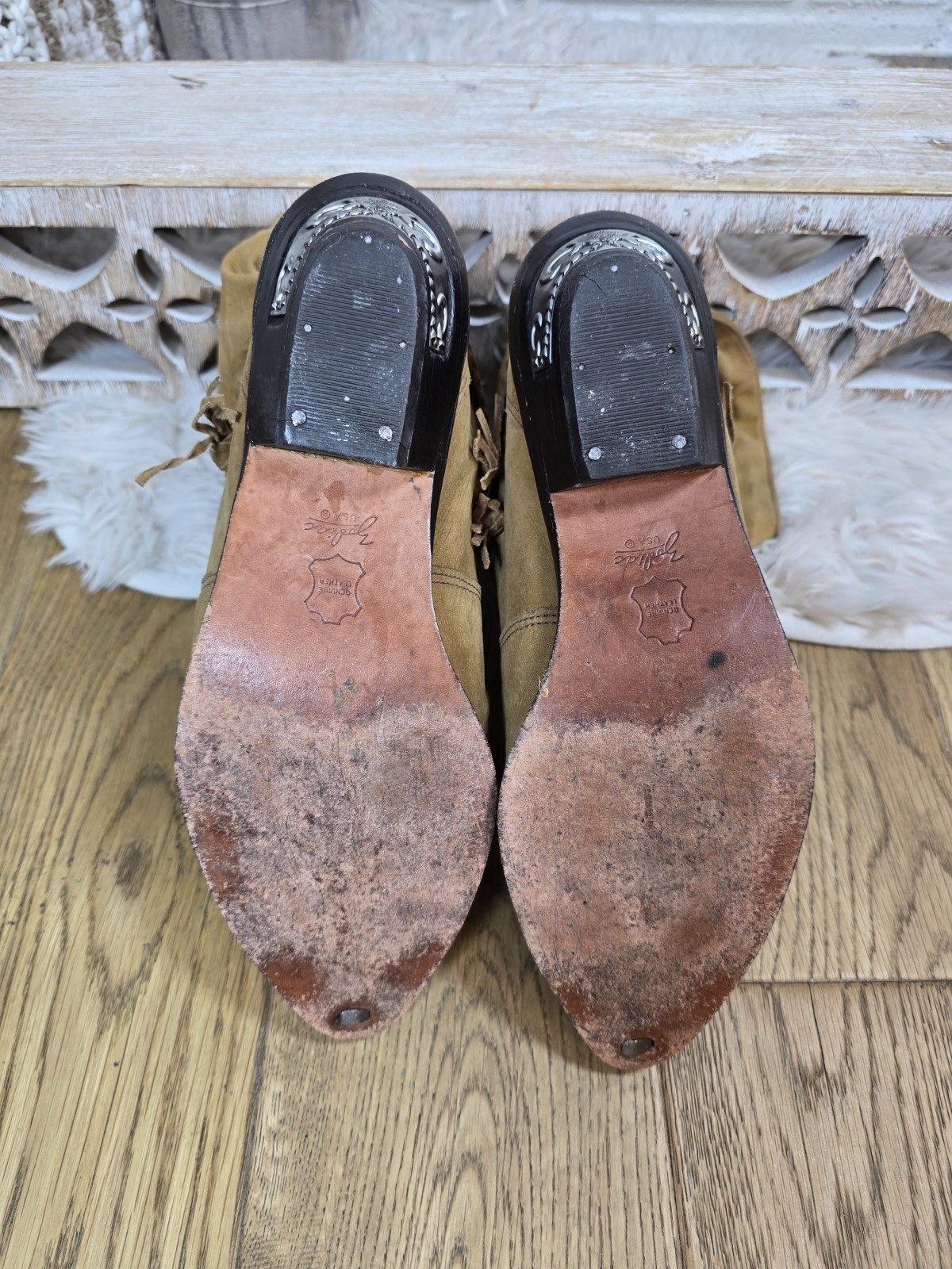 Vintage Zodiac Tan Leather Slouch Cowboy Boot Size 8