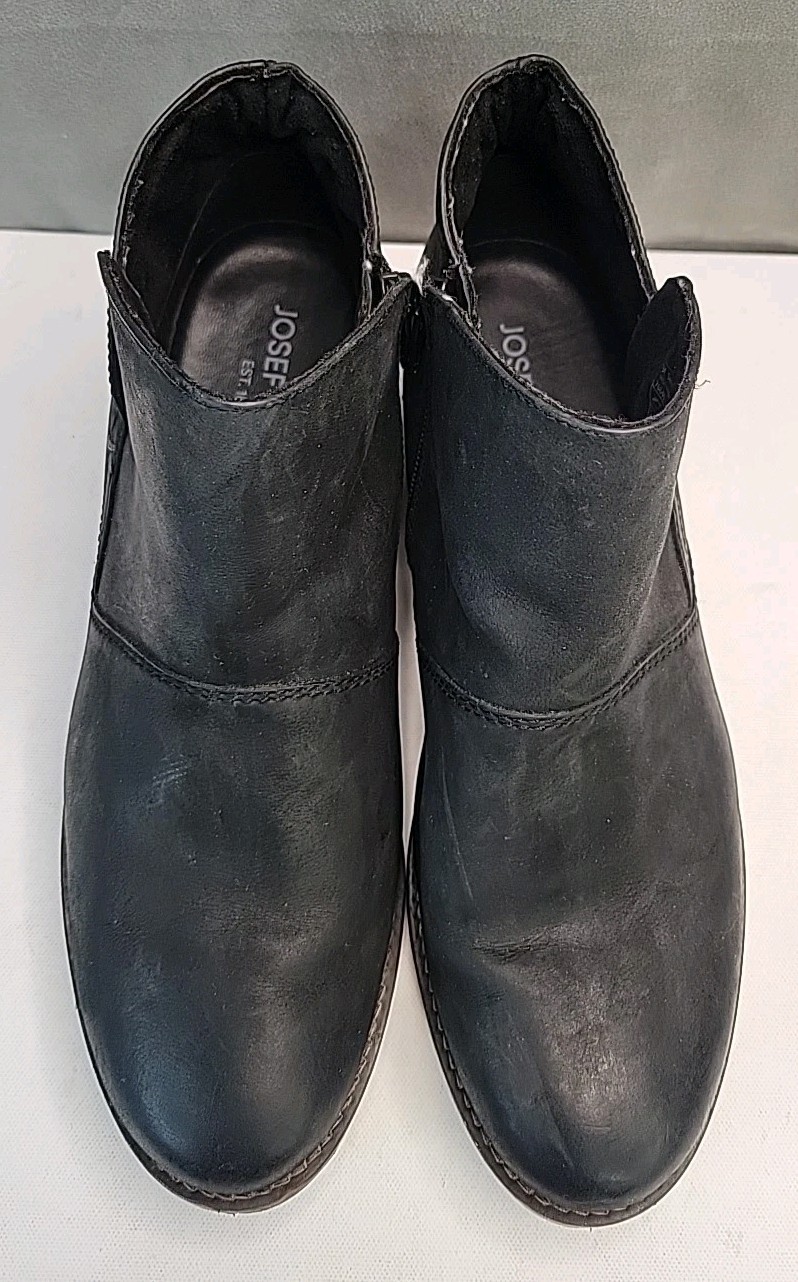 Josef Seibel Sienna Boots Womens 10 – 10.5 41 Black Leather Booties Ankle, NICE!