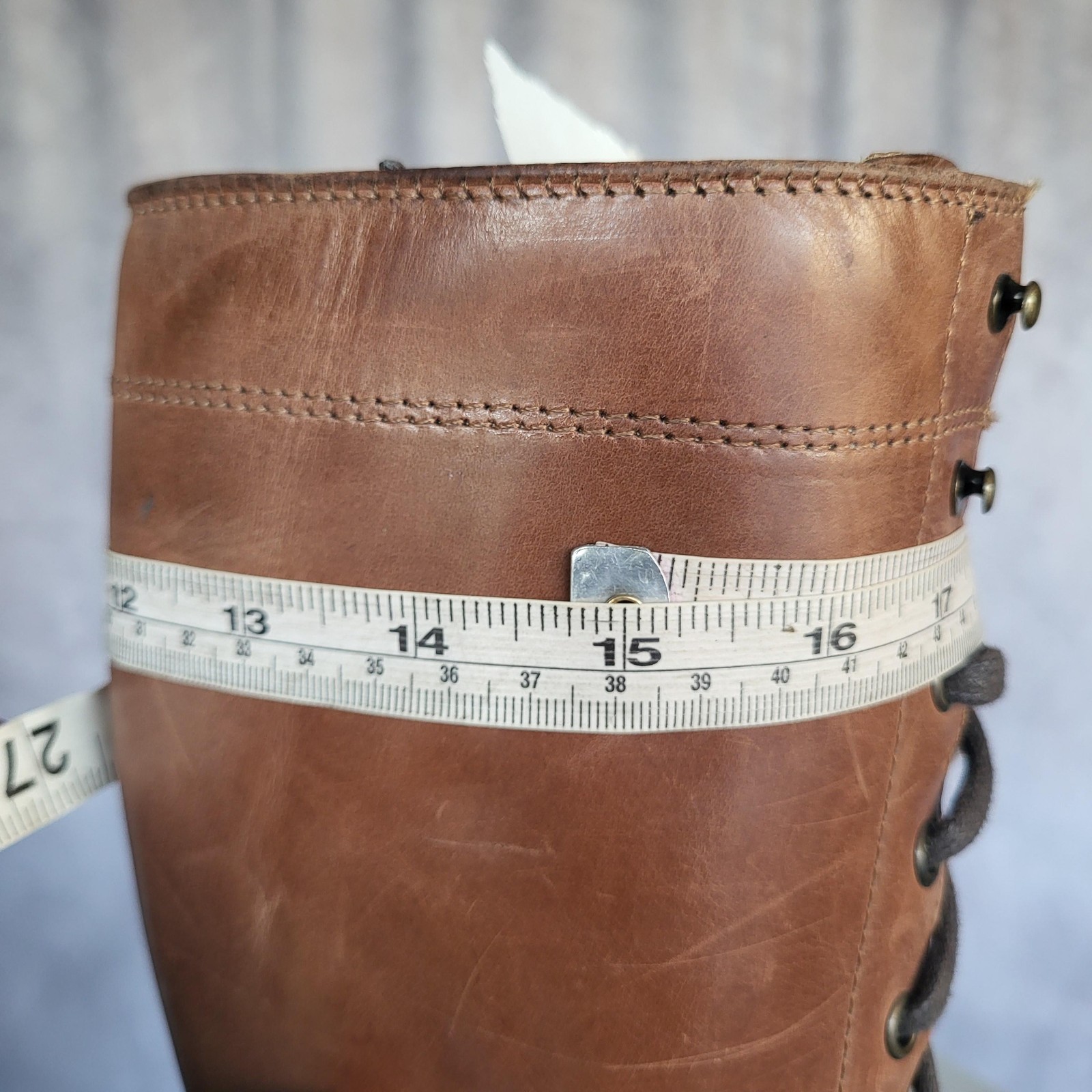 Frye Lace Up Riding Boots Womens Size 8.5 Brown Leather Knee High Tall Zip