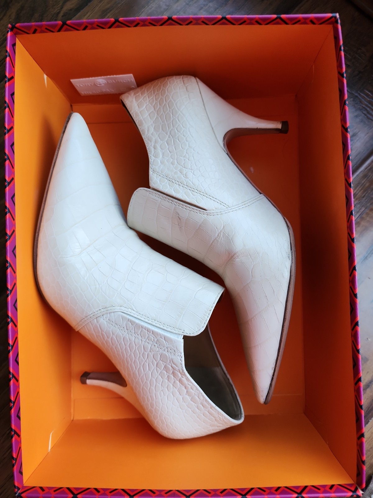 Tory Burch Georgina Ankle BOOTIE Croco Embosed Leather