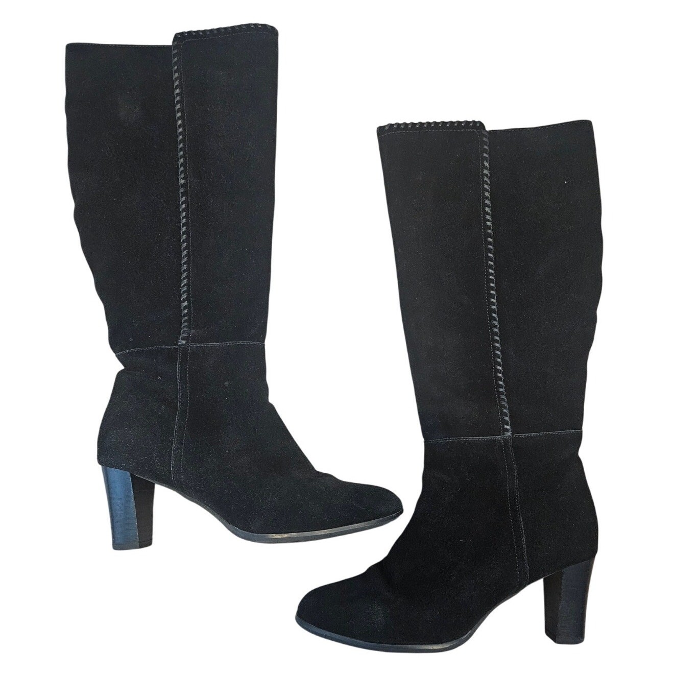 Blondo Black Leather Waterproof Knee High Heeled Boots sz 10M Minimalist Basic