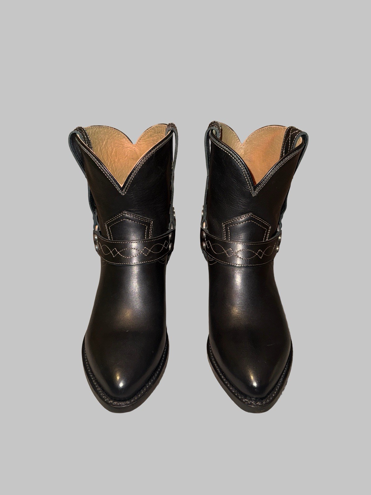 Frye Women’s Black Leather Harness Ankle Boots 8.5