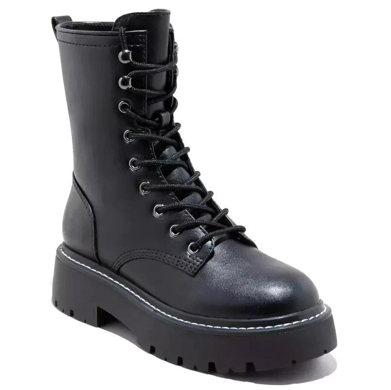 Wild Fable Womens Logan Lug Combat Boots w/ Memory Foam Insole Black Sz 6 NEW