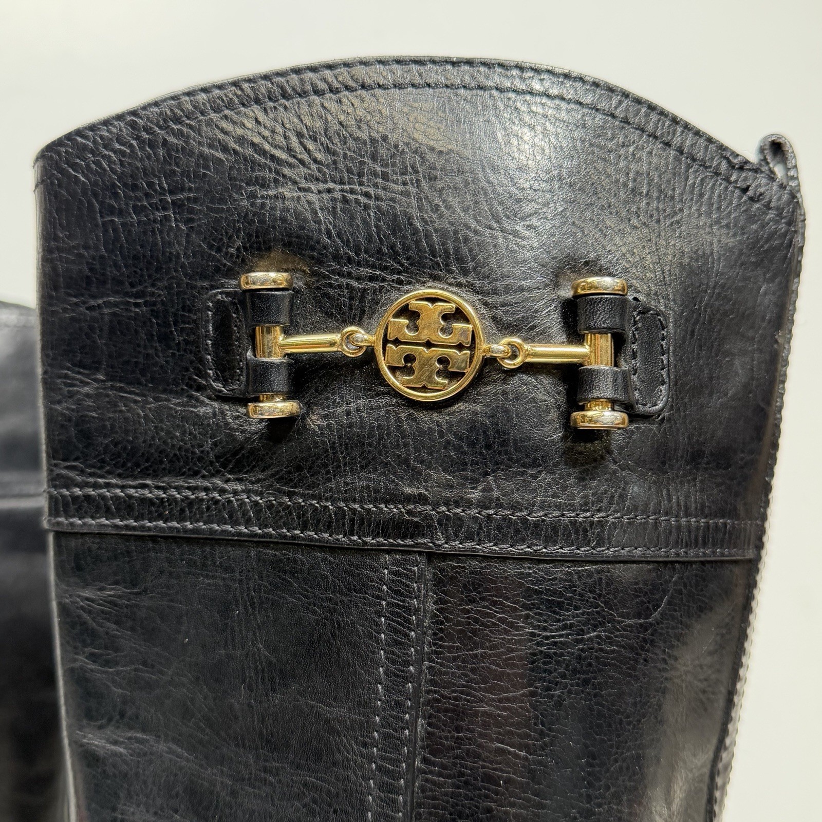 Tory Burch Nadine Black Leather Equestrian Tall Riding Boots w/ Horsebit Sz 10 M