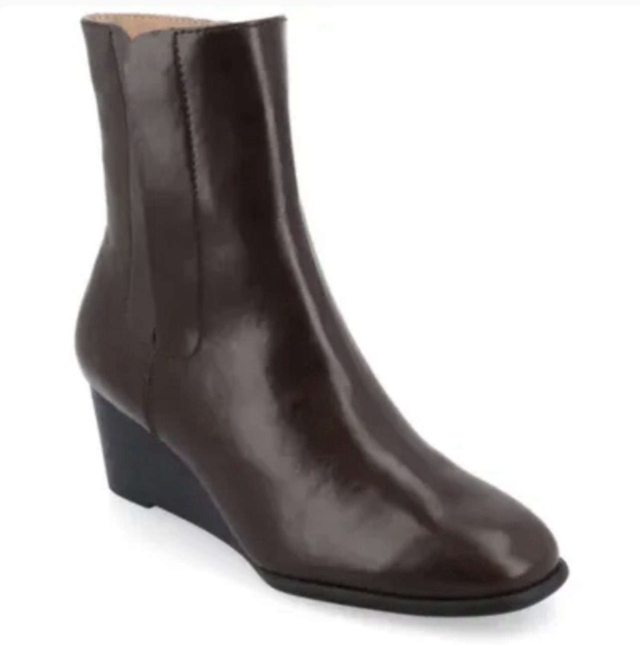 Journee Collection Kylo Women’s Wedge Heel Boot Brown Faux Leather Size 10