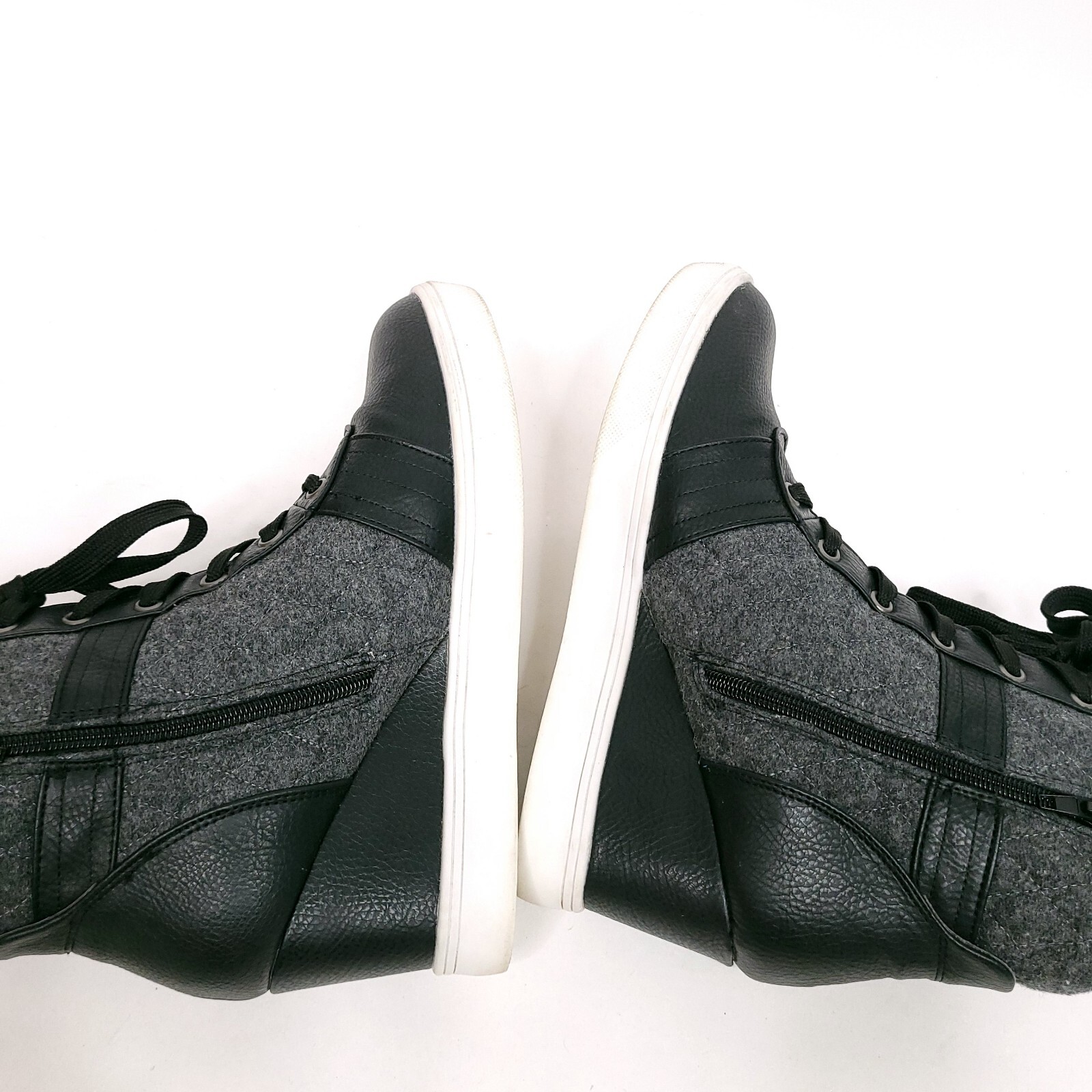 Maurices Claire Ankle Booties Black Gray Womens Size 11 Lace Up Wedge