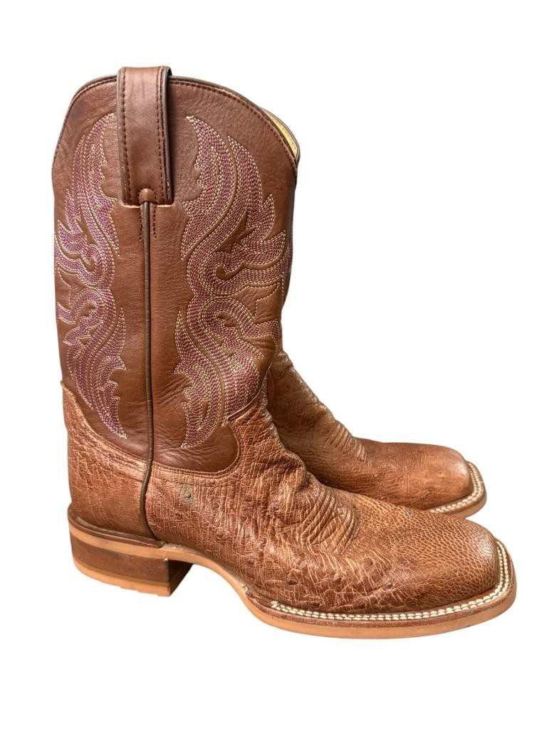 Justin Trinity Smooth Ostrich Square Toe Cowboy Boot Women size 10