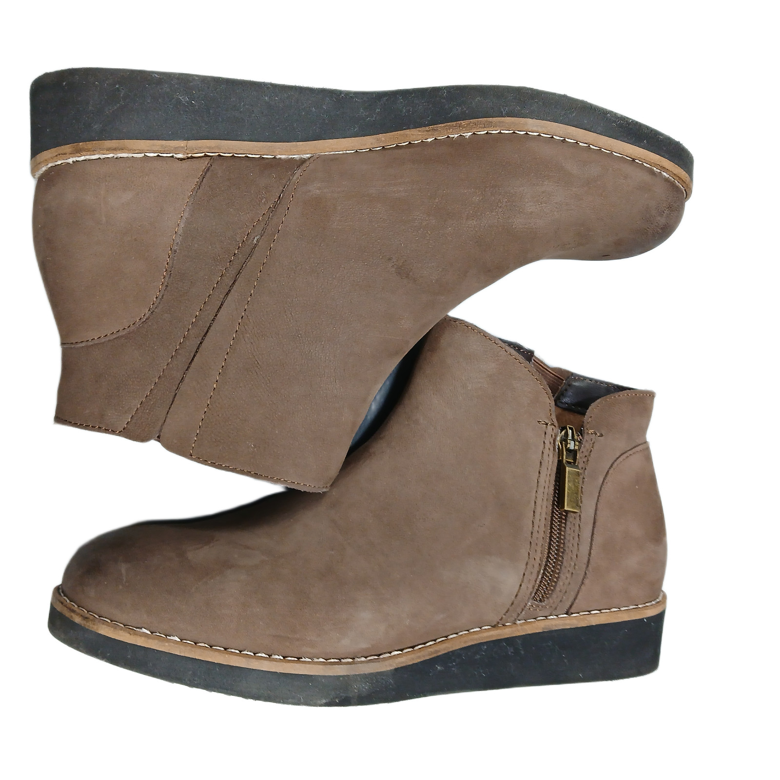 Softwalk Wesley Ankle Boots Women US 7M Brown Leather Comfort Side Zip S1963-211