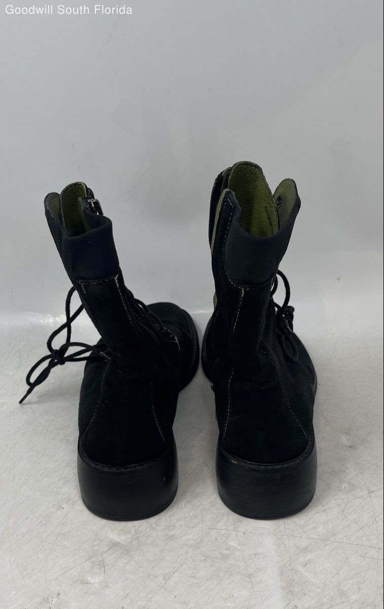 Donald J Pliner Womens Black Suede Round Toe Lace-Up Combat Boots Size 7.5M