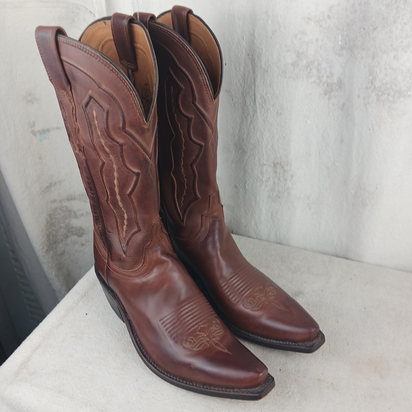 Brown Leather Lucchese Snip Toe Cowboy Boots Women’s Size 7 1/2