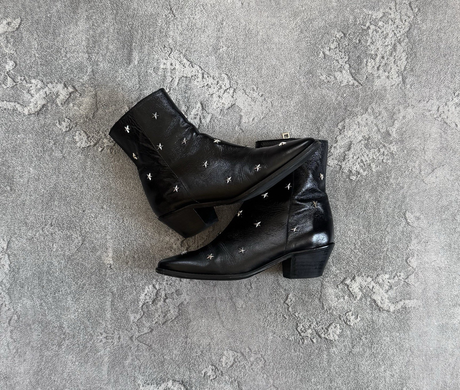 Zadig & Voltaire 39size Tyler Pointed Tor Star Studded Ankle Wester Boot Leather