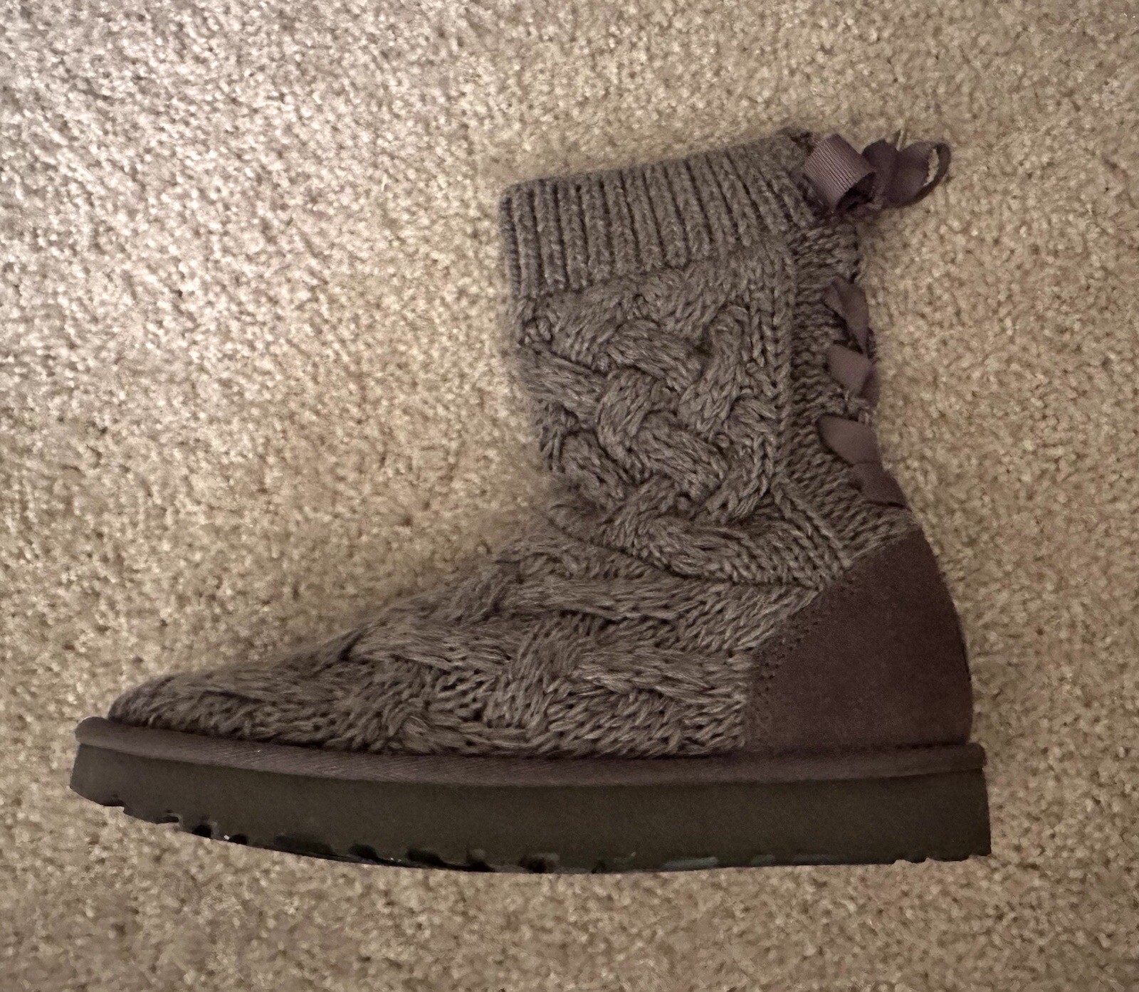 UGG Gray Isla Cable Knit Womens Size 5 Amputee Left Shoe Only Girls Kids