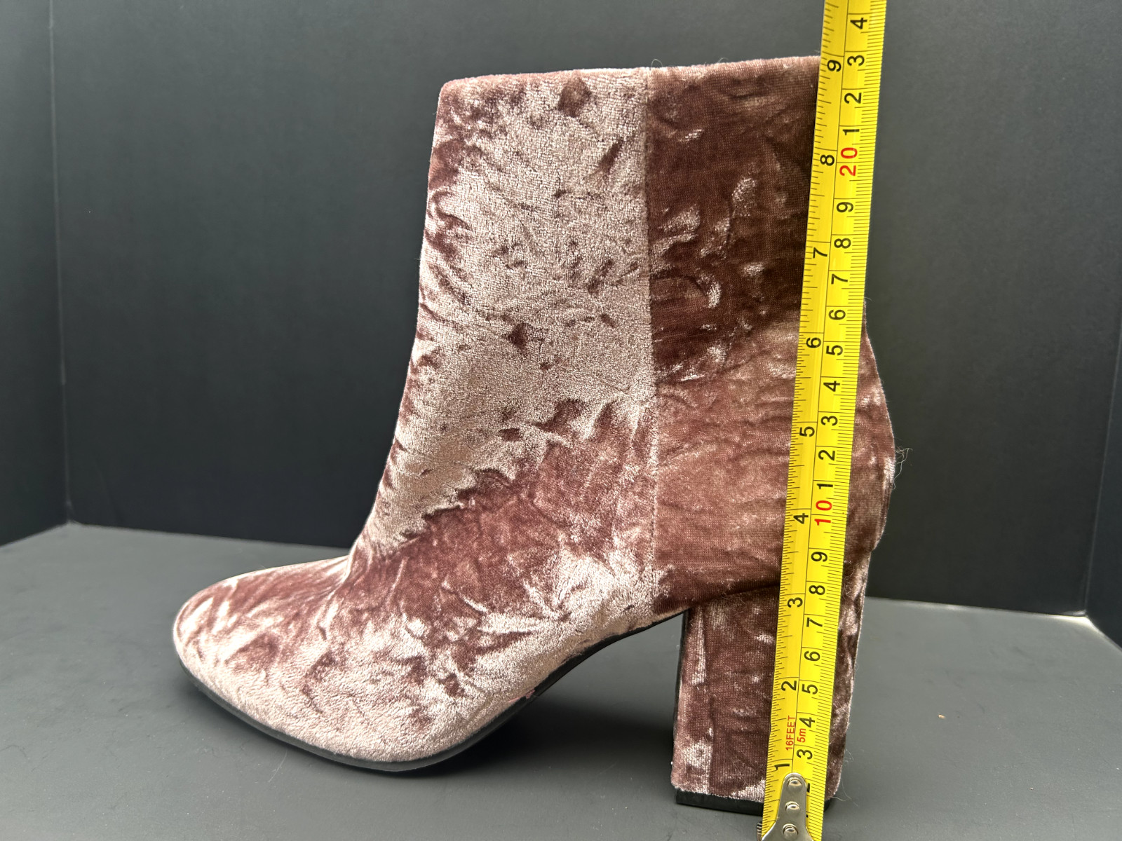 Pink Lily Crushed Velvet Boots in Color Mauve in Size 10