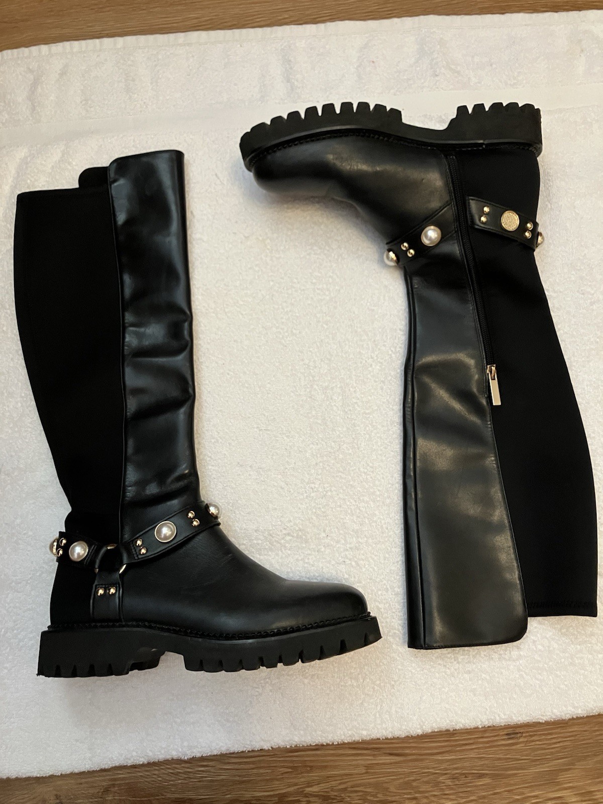 Karl Lagerfeld Paris Reese Lug Sole Knee High Boots Size 8