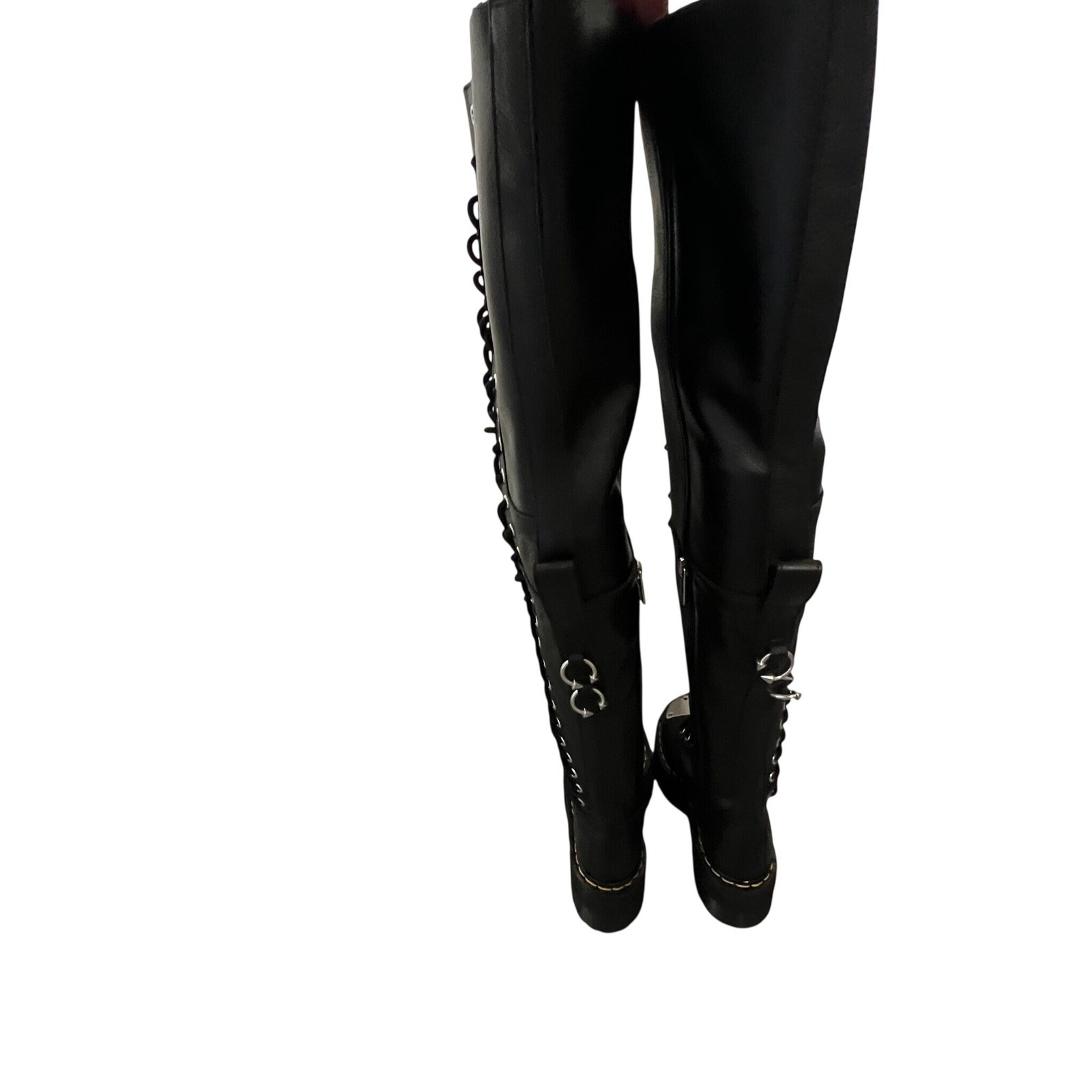 Dr. Martens 28-Eye Extreme Max Boots Women’s Size 5 Black Leather Over-The-Knee