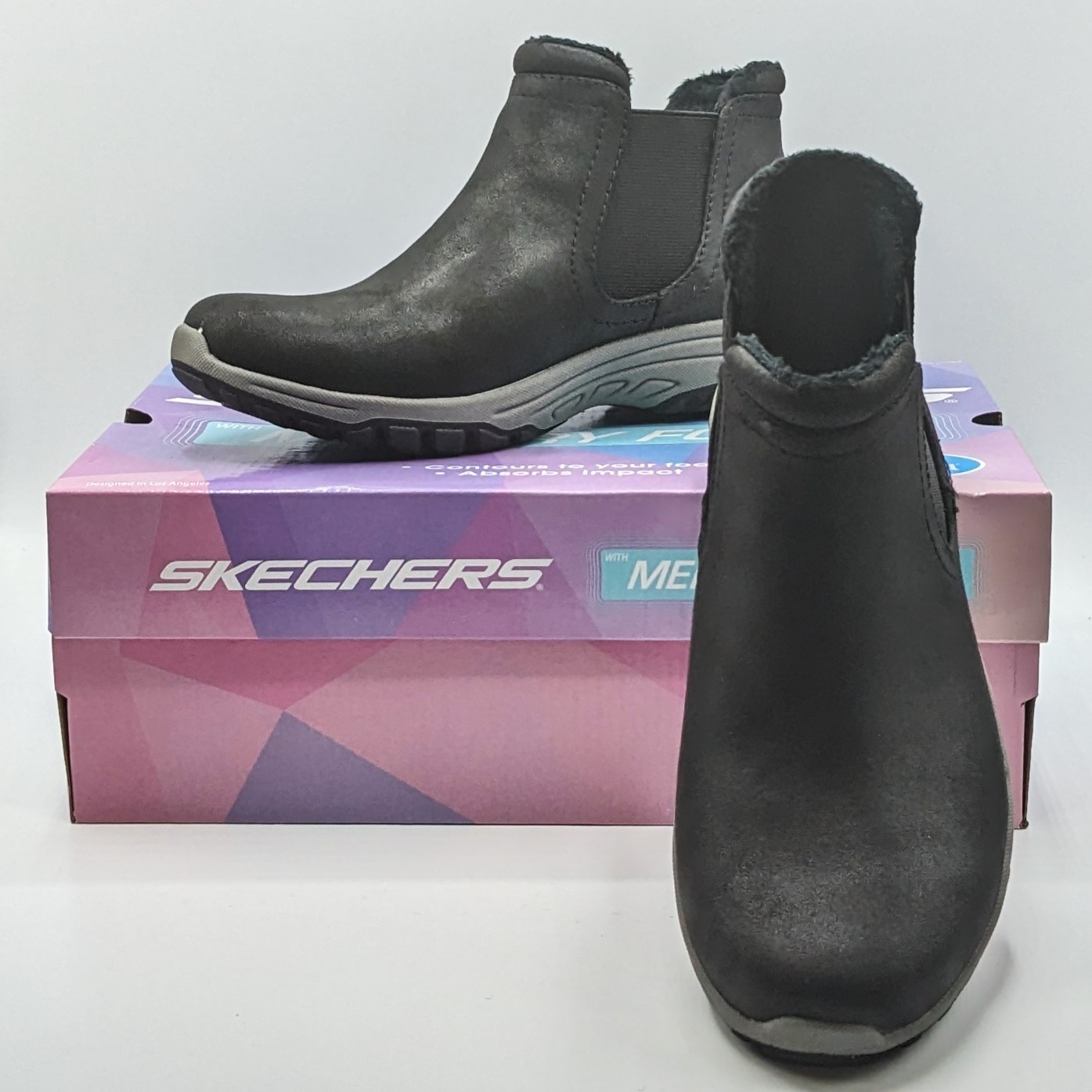 Skechers “Reggae Fest 2.0 New Yorker” Women’s Chelsea Slip-On Ankle Boot (Black)