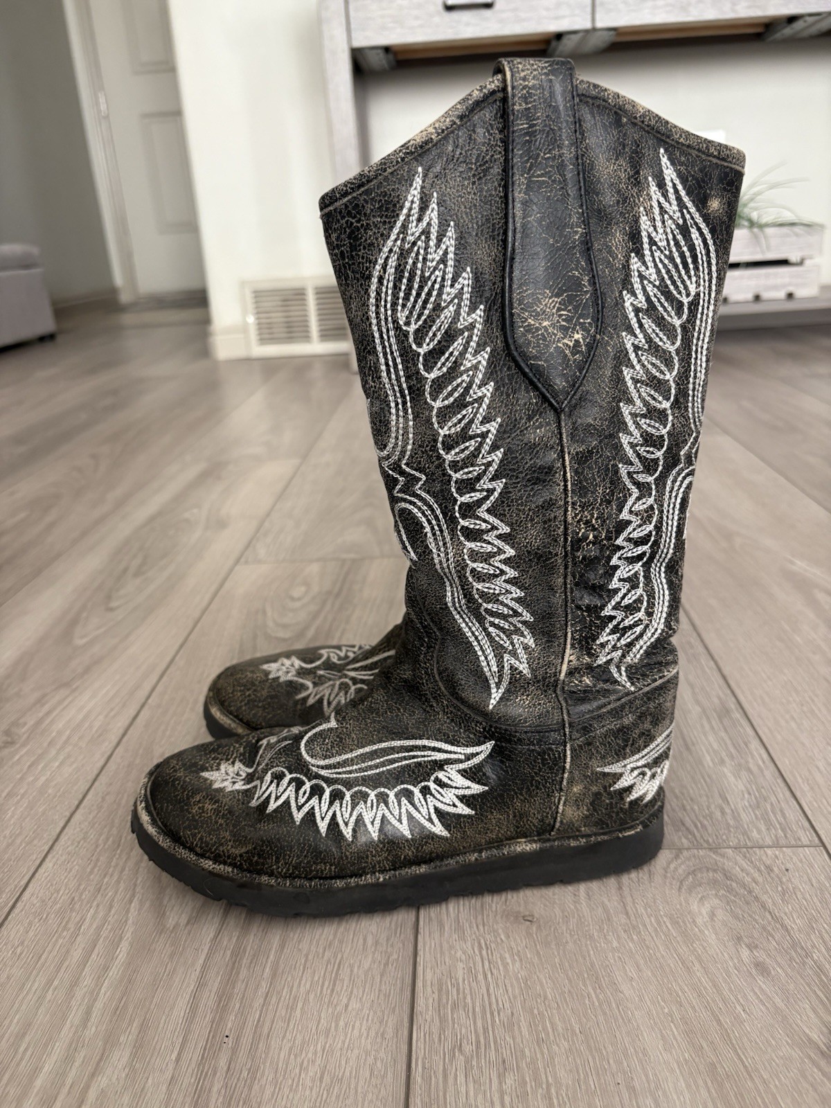 Old Gringo Distressed Shearling Leather Boots 6,5 RARE