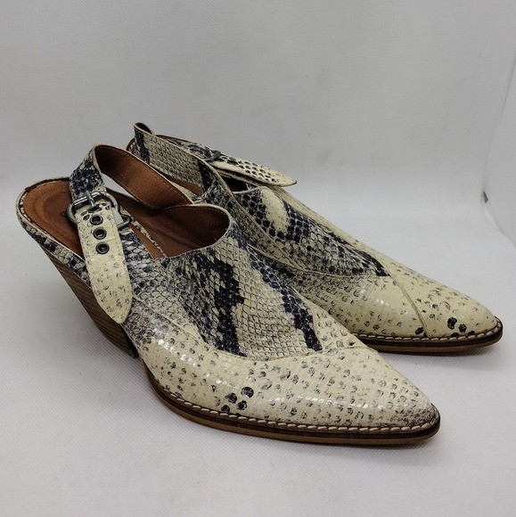 Free People Silverton Slingback Western Booties Women’s 37 Cream Animal Print