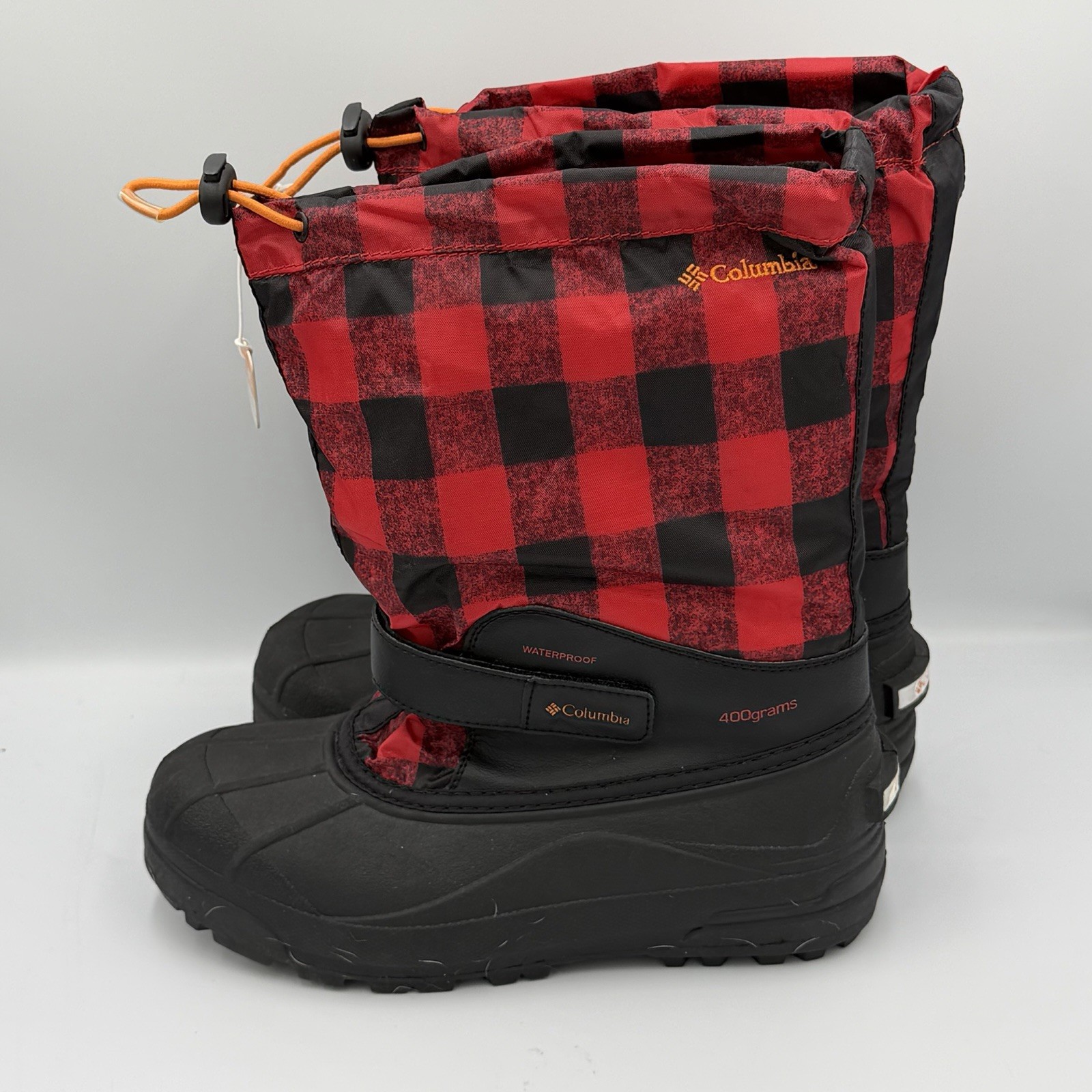 Columbia Powderbug Plus II Print Snow Boots Black Red Buffalo Plaid Women’s 7