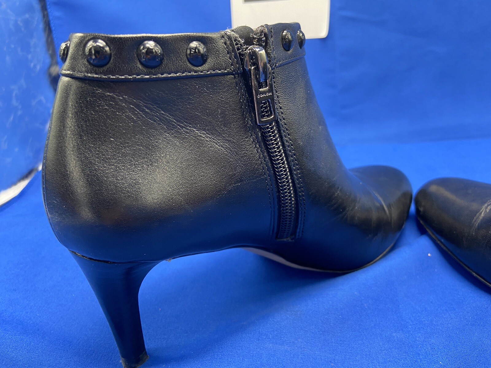 Coach Holiday Soft Shine Calf Leather Black Ankle Boot Bootie Women Size 6