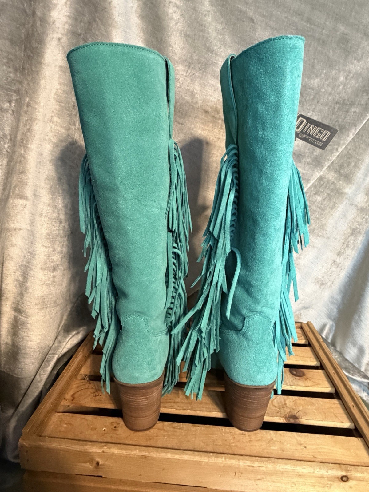 Dingo Women’s NEW Twister Leather/Suede Tall Turquoise Boots. Size 8M MSRP $179.