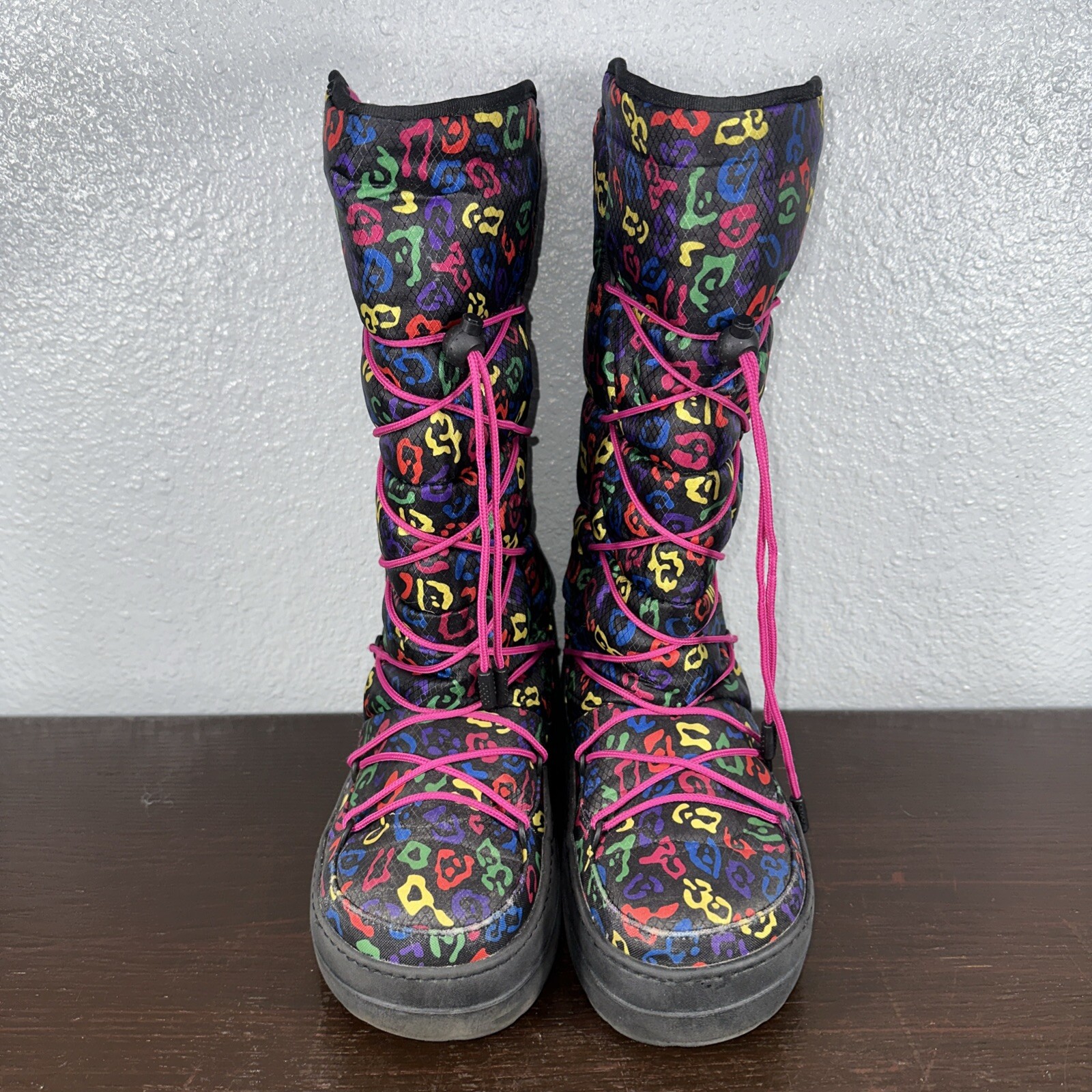 RARE Crocs Kosmo Tall Mid Calf Leopard Multicolored Y2K Pink Winter Snow Boots 8