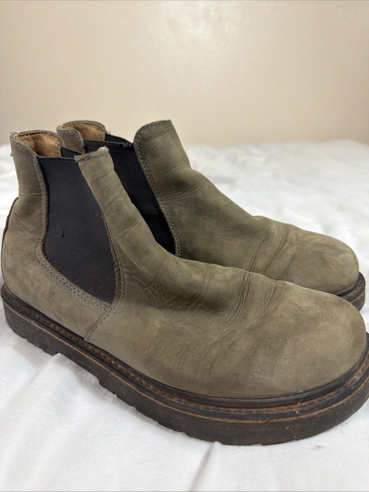 Birkenstock Stalon Chelsea Boots Graphite Gray Nubuck Pull On Women 38 E US 7