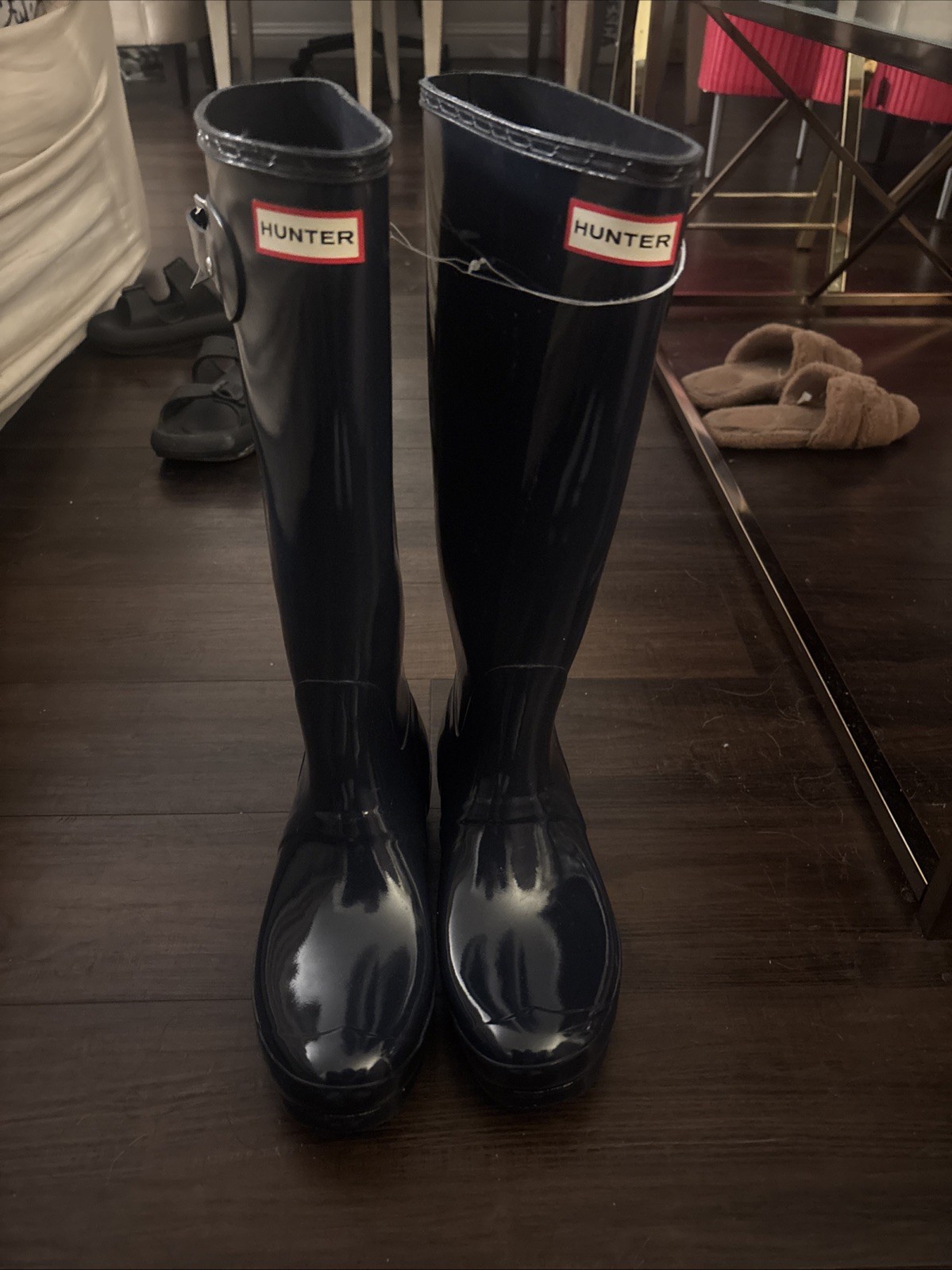 NEW Hunter Original Tall Gloss Women’s Rain Boots – Blue, Size 10