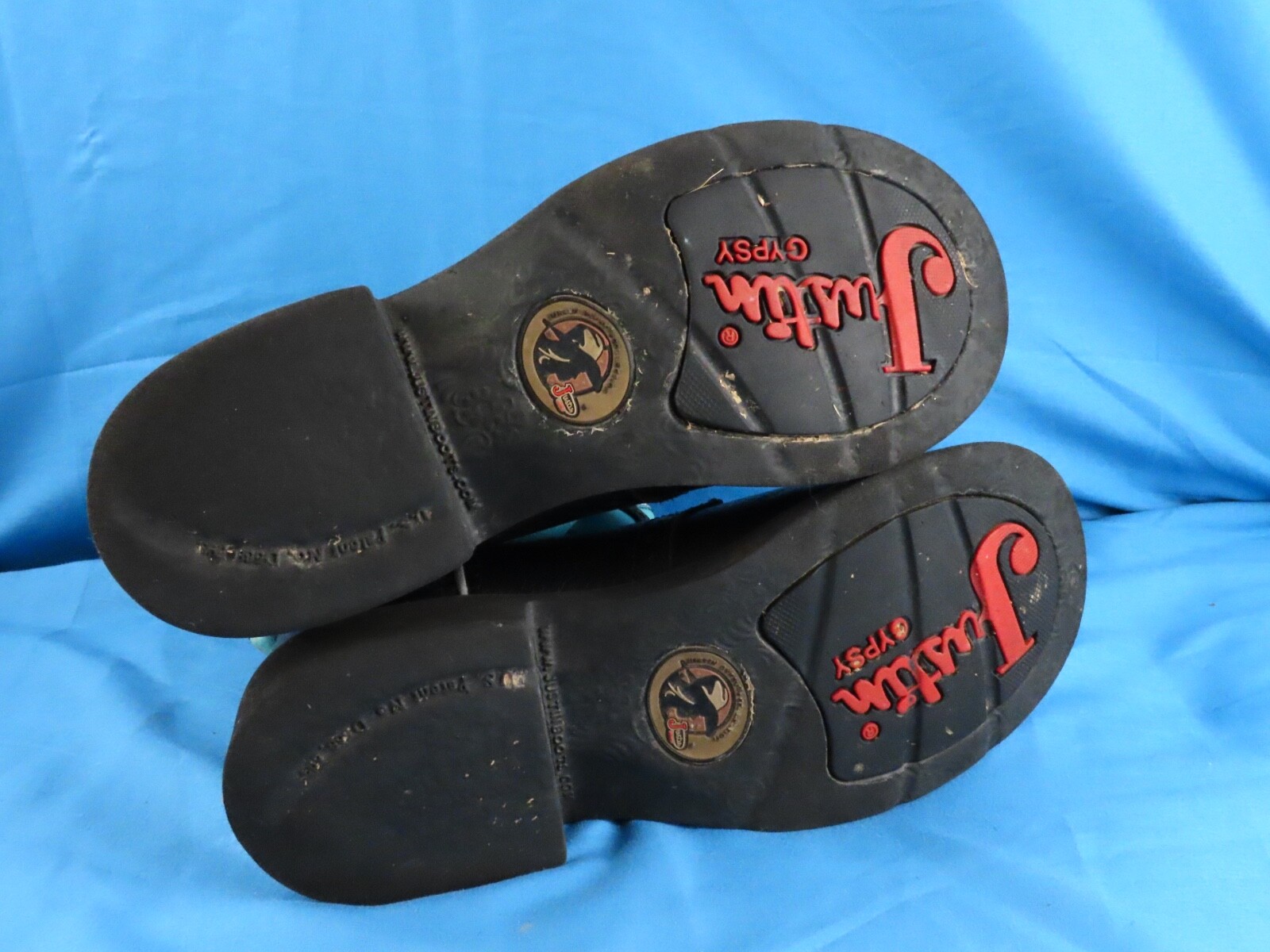 JUSTIN GYPSY GEMMA BOOTS Cowboy Cowgirl Western BLACK & AQUA BLUE Leather 6.5 B