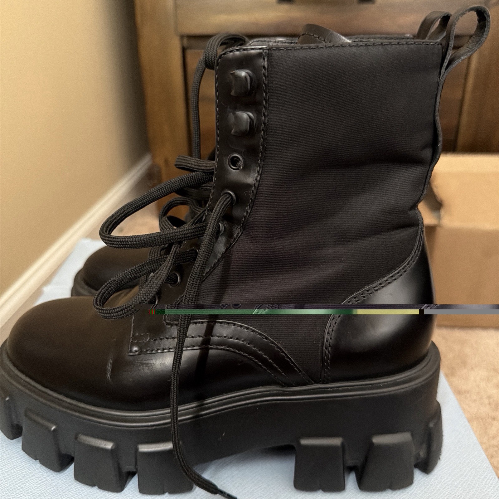 PRADA Monolith Re-Nylon Black Boots With Pouch Zipper US 7 With Box and Dustbag