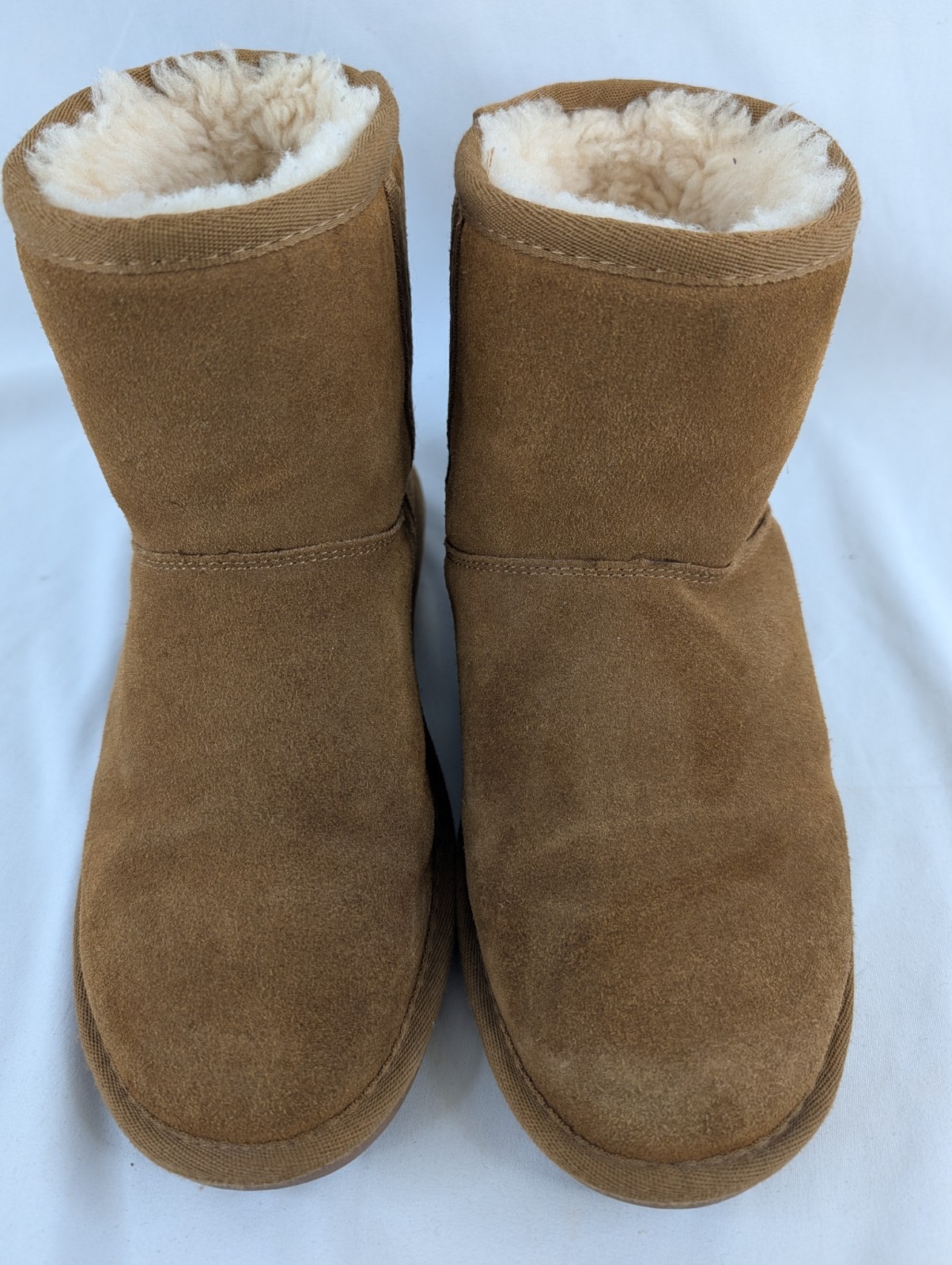 Minnetonka Ankle Boots Suede Fur Winter Snow Brown Slip-on 85581 Womens Sz 8