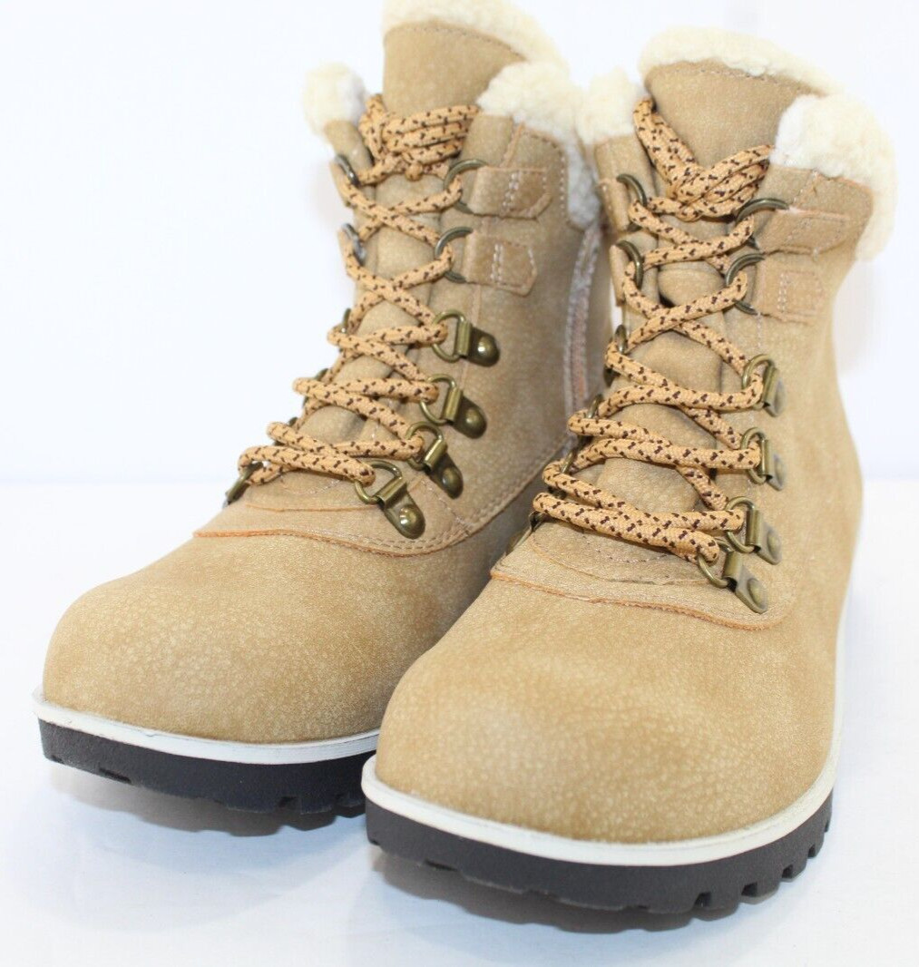 JSport Women’s BLUESTONE Memory Foam Boots Shoes Size 7 M Tan lace up NEW