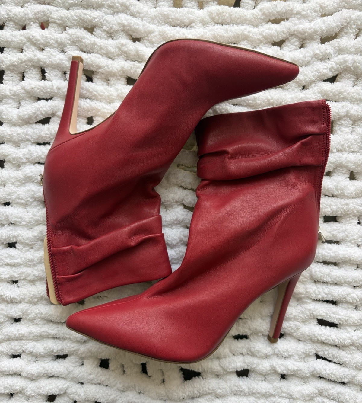 Jessica Simpson JP-LESLEY Red Slouch Ankle Bootie Pointed Toe Pull-On 10