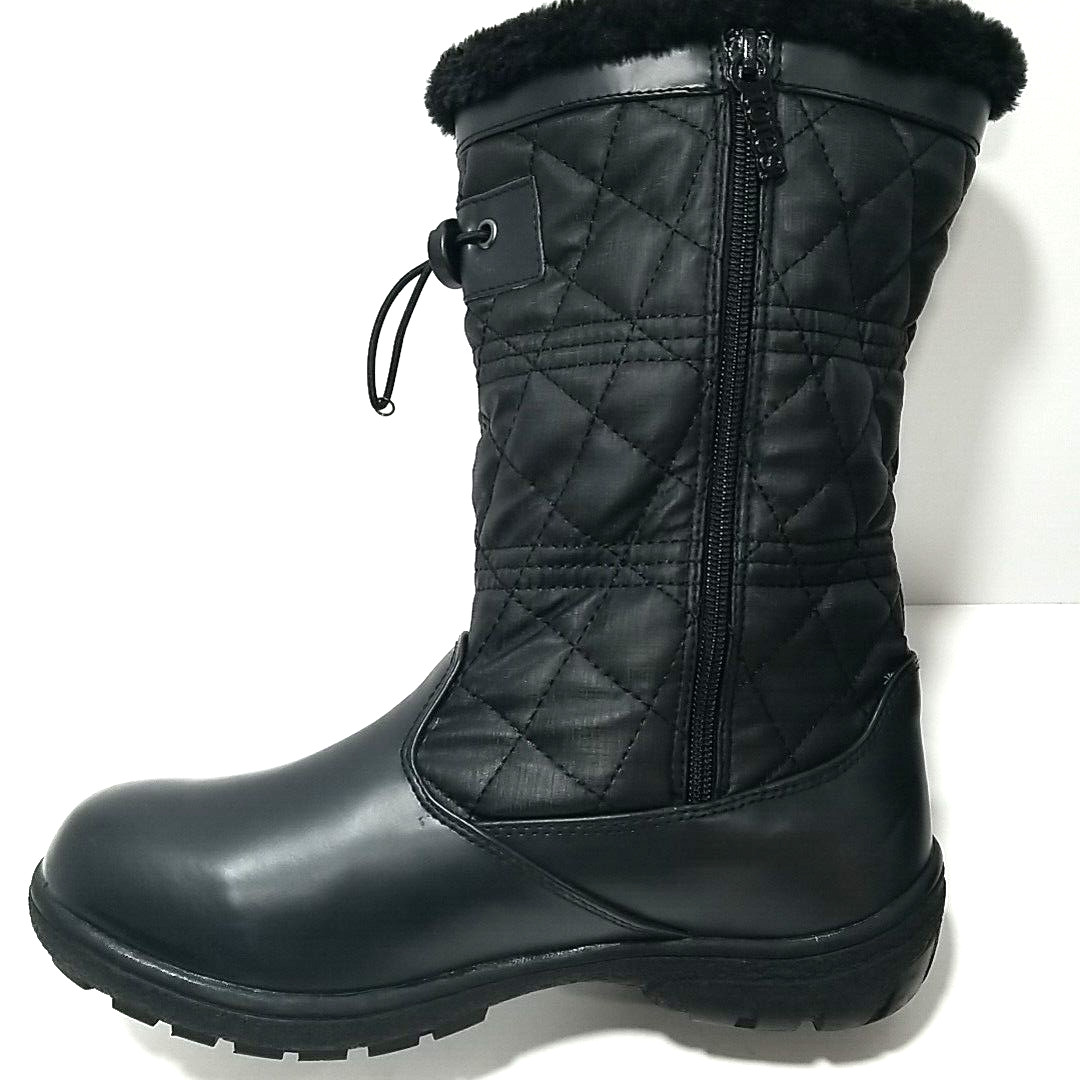 Totes Betsy Snow Boots Womens 8M Black Waterproof Winter Faux Fur Lined Side Zip