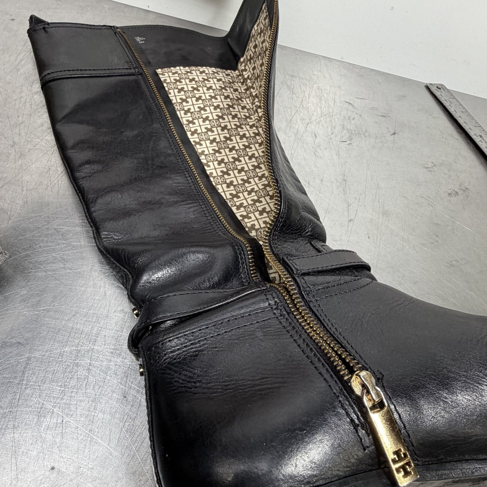 Tory Burch Nadine Black Leather Equestrian Tall Riding Boots w/ Horsebit Sz 10 M