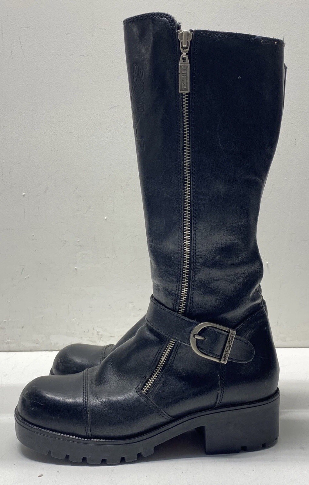 Harley Davidson Vintage Leather Zip Up Boots Size 10