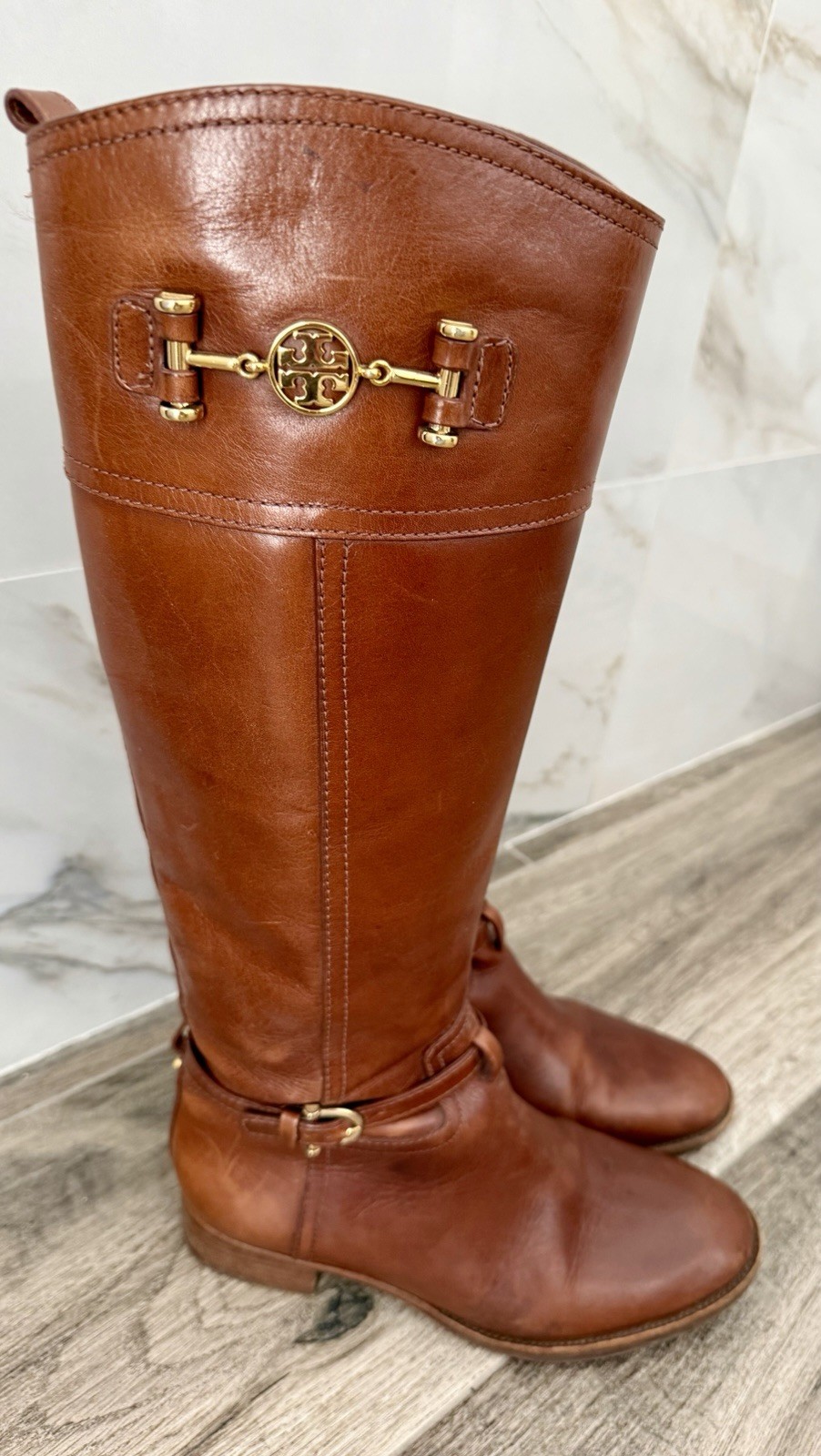 Tory Burch Calista Cognac Leather Knee High Riding Boot size 8M