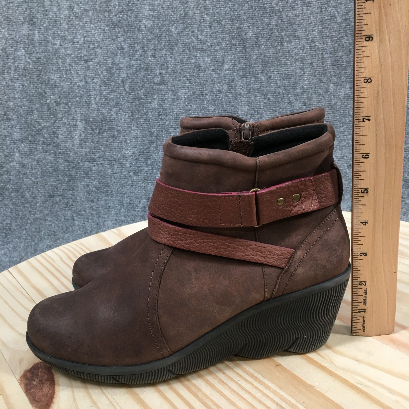 Cobb Hill Boots Womens 8 M Casual Side Zip Ankle Wedge Booties CBV17BR Brown