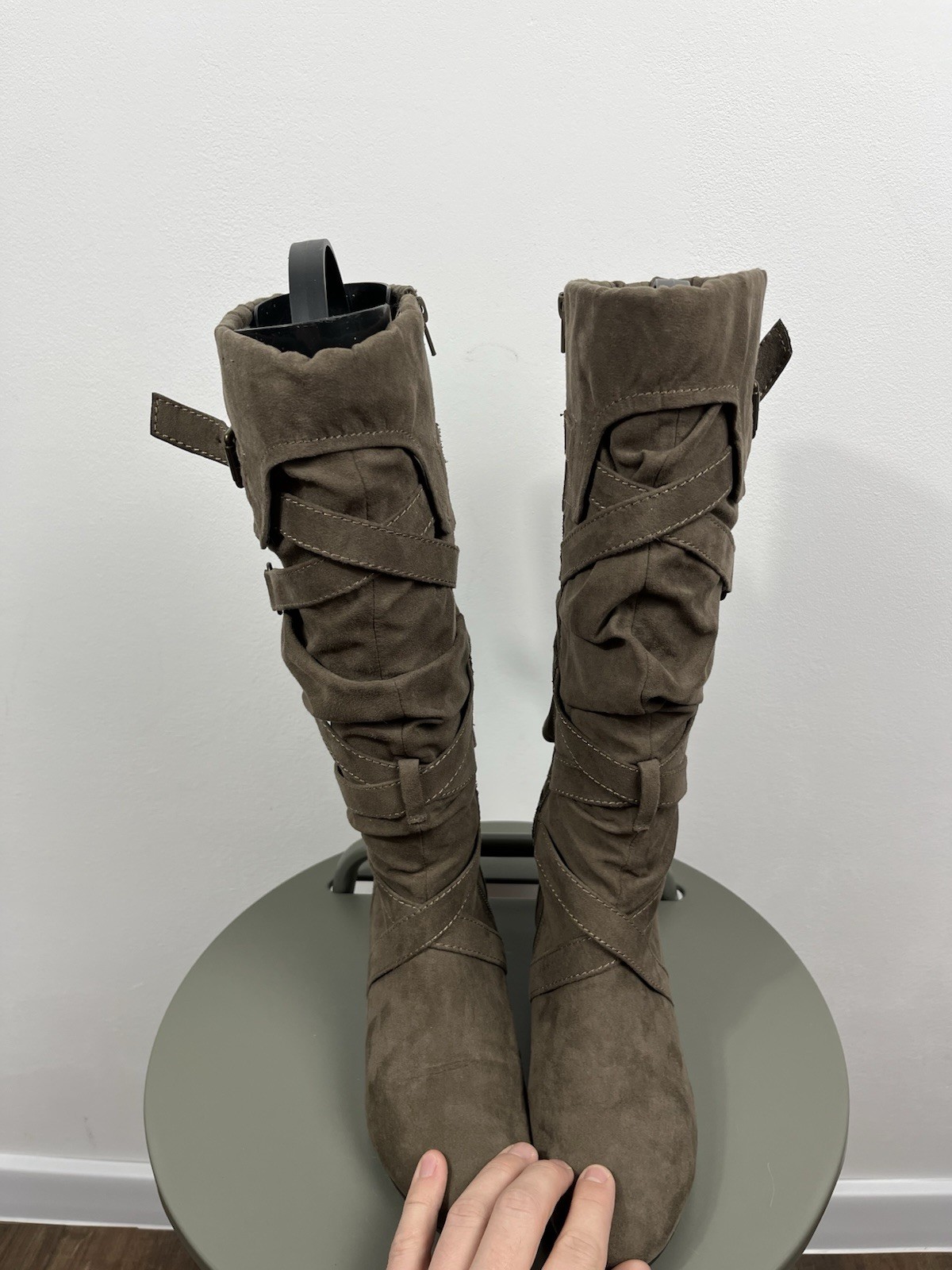 Graceland Women Knee High Buckle Boots Faux Suede Warm Lined EU 38
