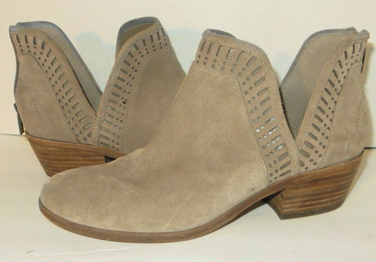 VINCE CAMUTO Philena Beige Perforated Suede 8.5 US Heel 1.5 in. Ankle Boots