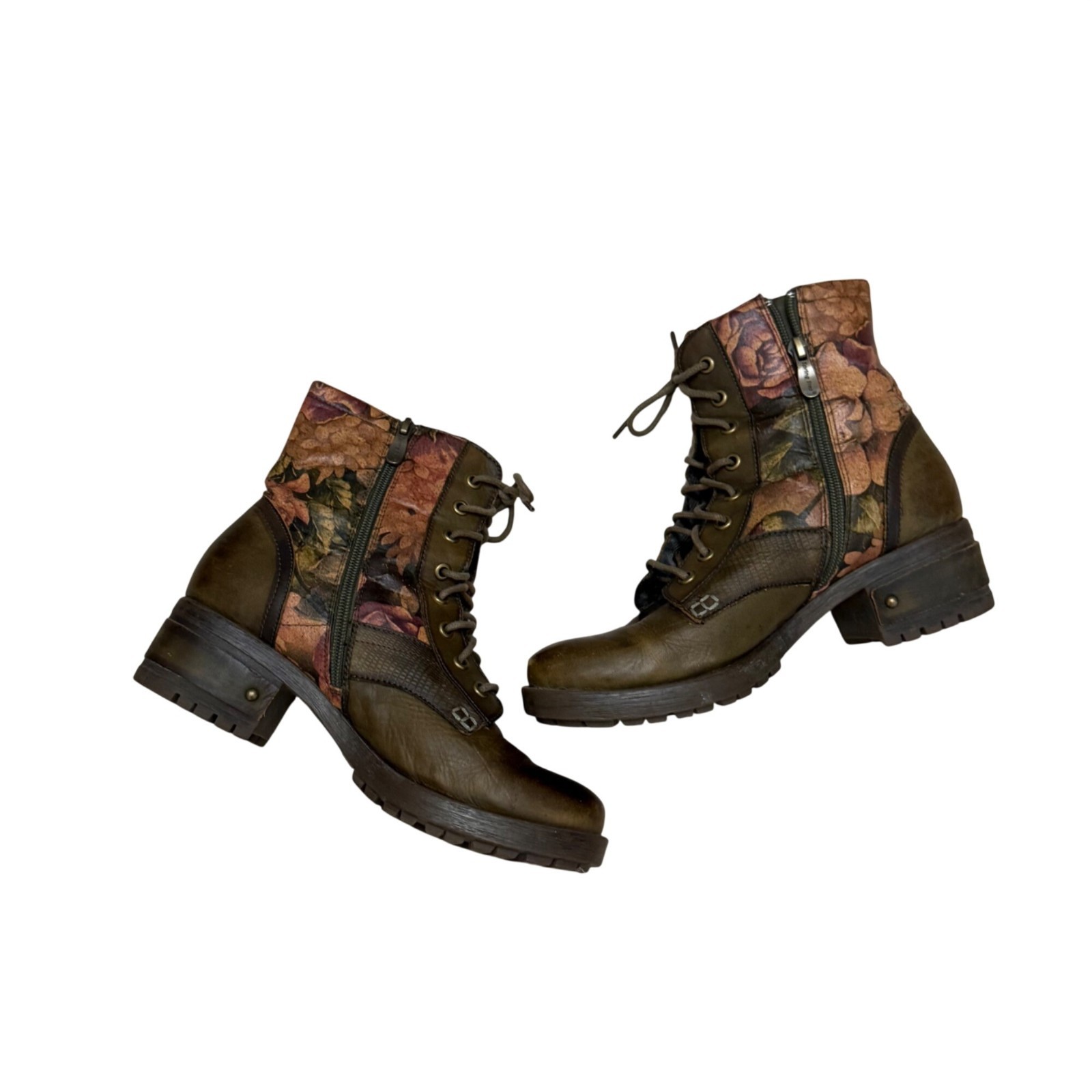 LArtiste By Spring Step Womens Floral Lace-Up Leather Boots Size 39